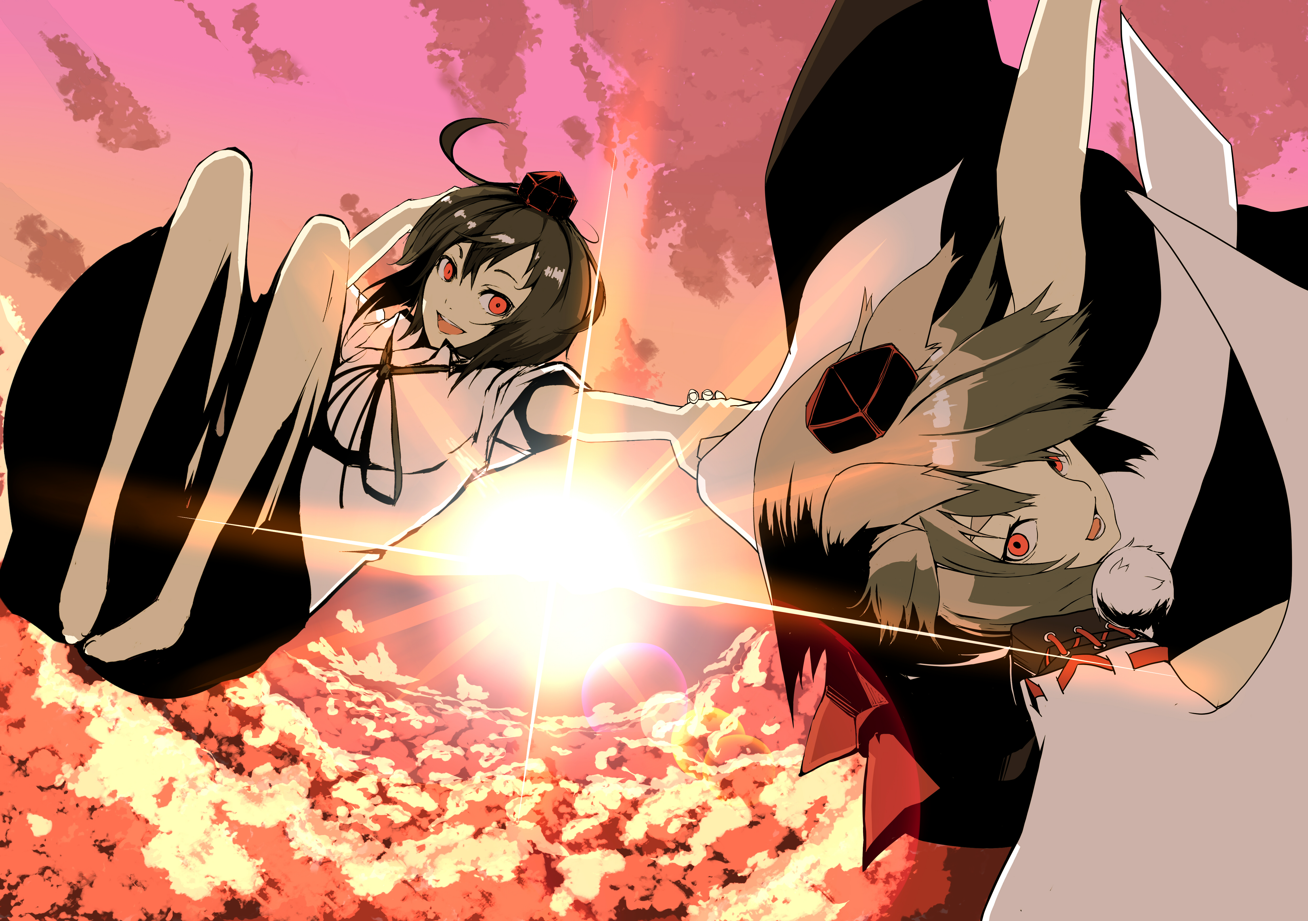 Download mobile wallpaper Anime, Touhou, Aya Shameimaru, Momiji Inubashiri for free.