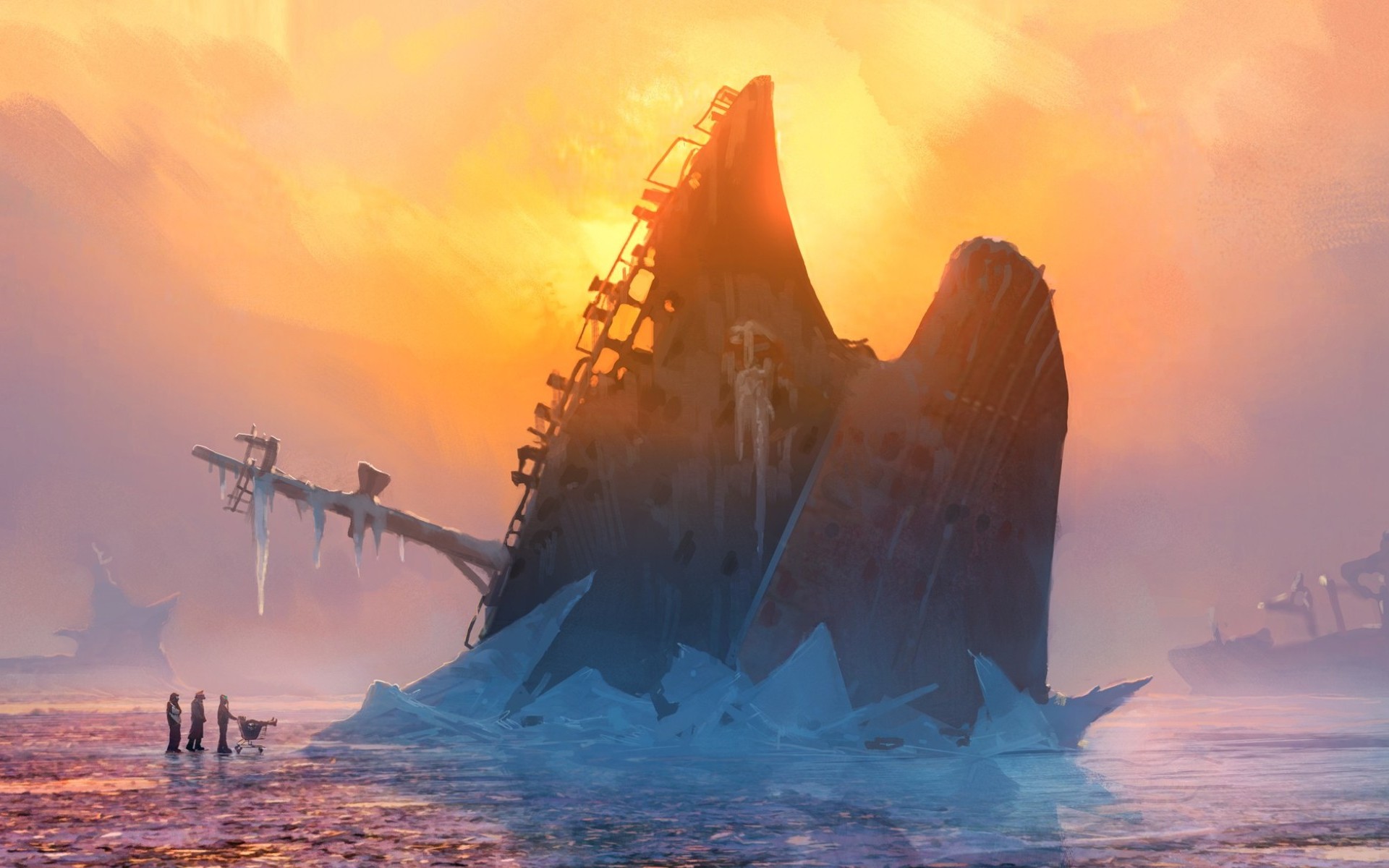 Free download wallpaper Ice, Ship, Romantically Apocalyptic, Comics on your PC desktop