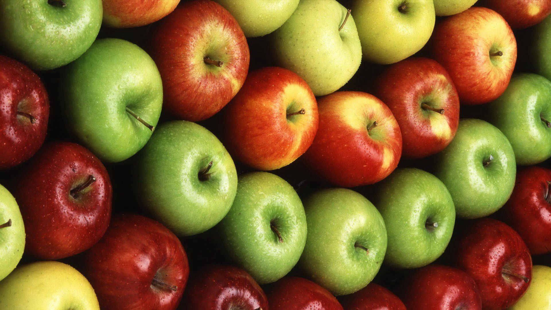 apples, food, yellow, green, red, varieties