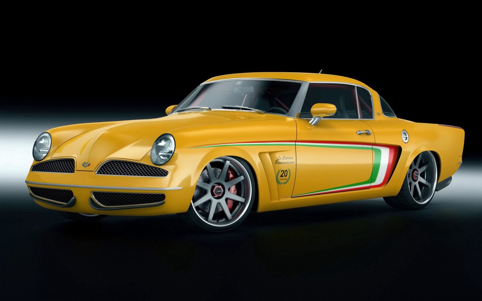 cars, side view, yellow, studebaker, veinte victorias, gwa Panoramic Wallpaper