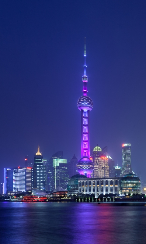 無料モバイル壁紙都市, 中国, 上海, 夜, マンメイドをダウンロードします。