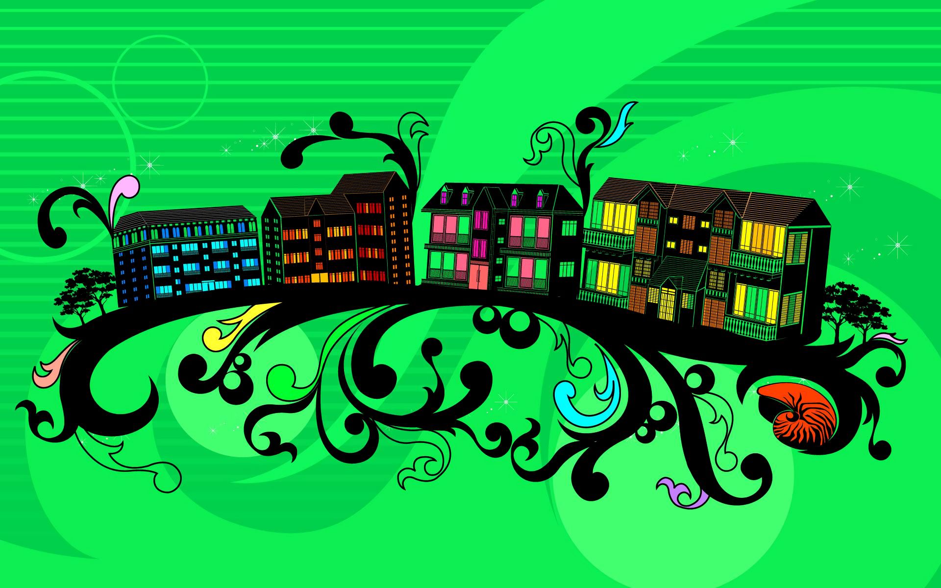 Free download wallpaper Abstract, Vector, House, Colorful on your PC desktop