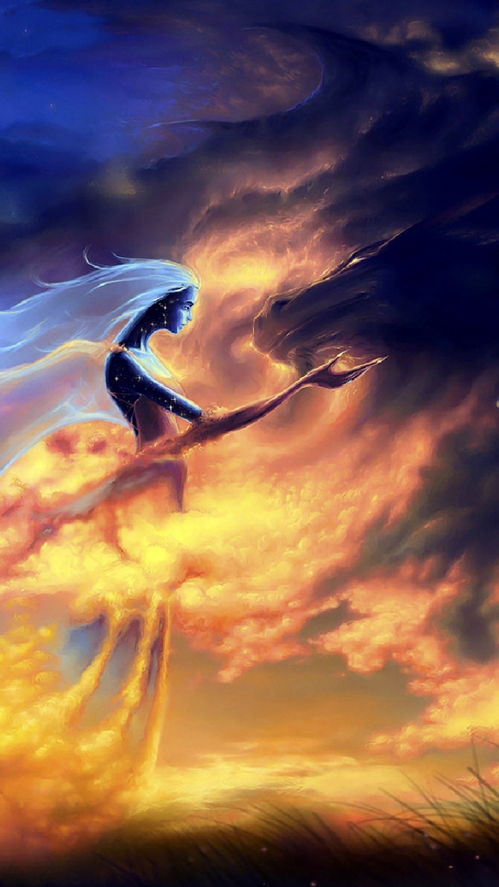 Download mobile wallpaper Fantasy, Sky, Dragon, Cloud for free.
