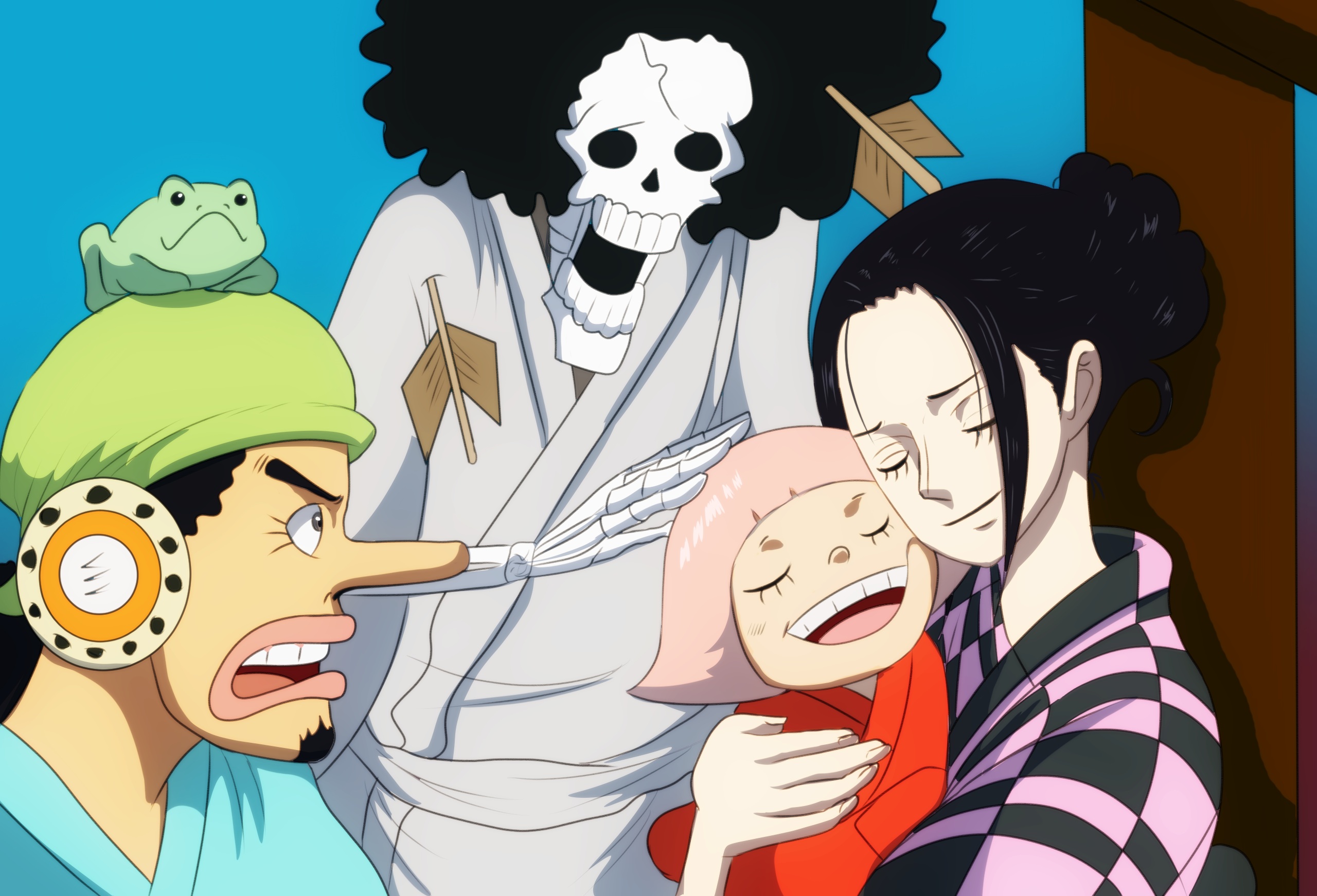 Download mobile wallpaper Anime, One Piece, Usopp (One Piece), Brook (One Piece), Nico Robin, Toko (One Piece) for free.