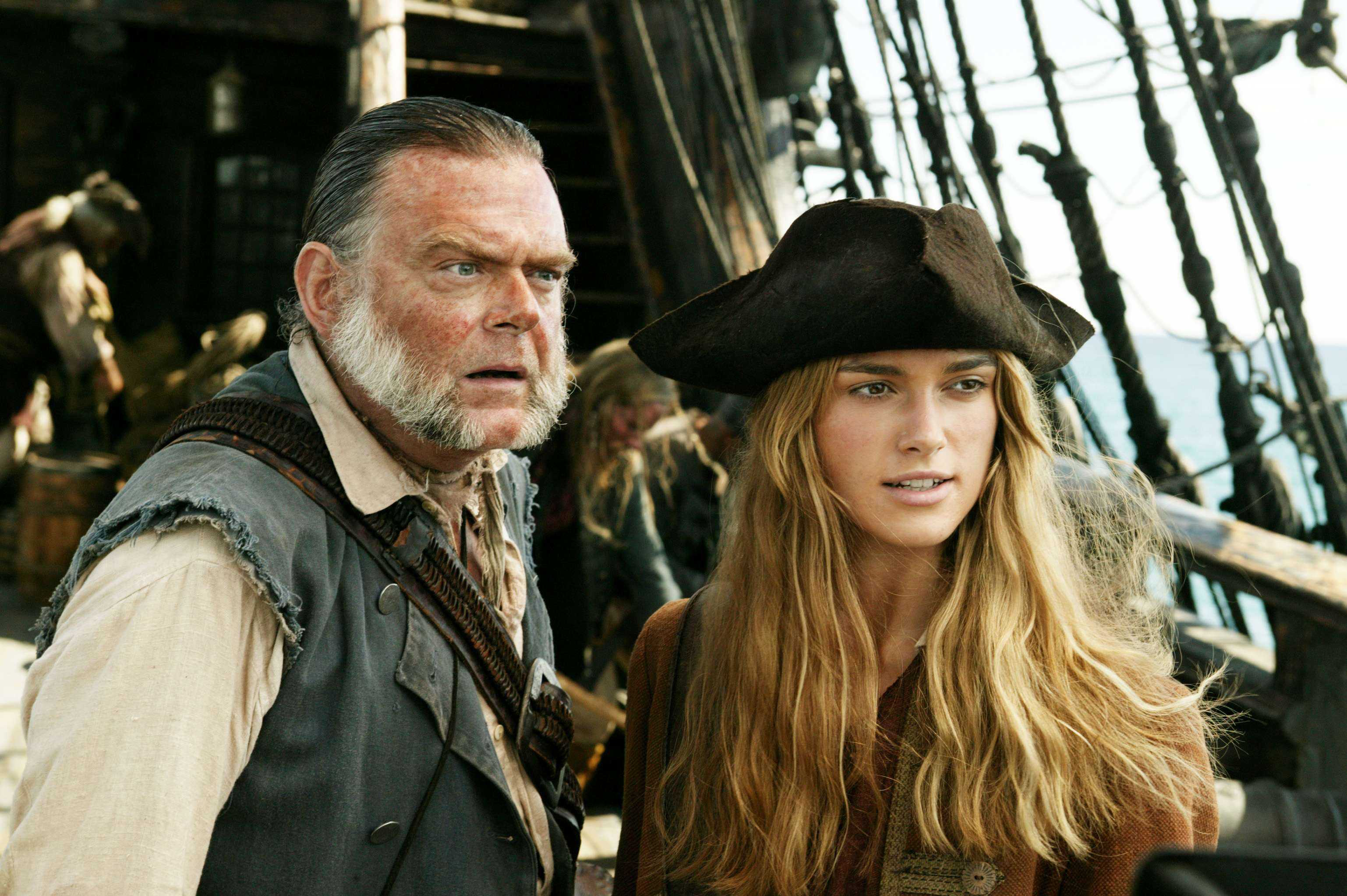 wallpapers movie, pirates of the caribbean: dead man's chest, elizabeth swann, joshamee gibbs, keira knightley, kevin mcnally, pirates of the caribbean