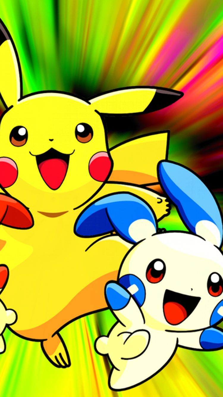 1136392 descargar fondo de pantalla animado, pokémon, pikachu, plusle (pokémon), minun (pokémon): protectores de pantalla e imágenes gratis