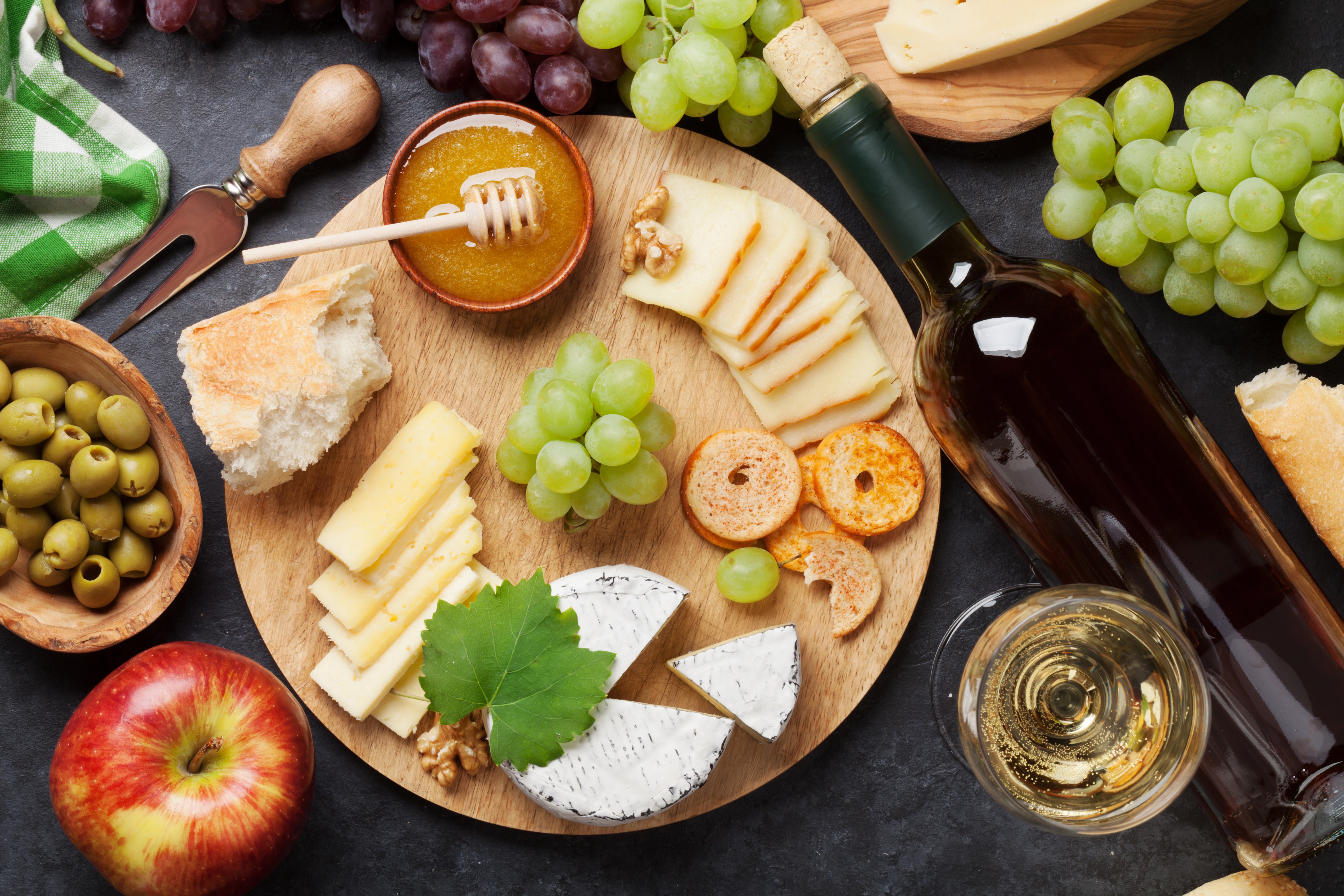 Download mobile wallpaper Food, Cheese, Grapes, Still Life, Fruit, Olive, Wine for free.