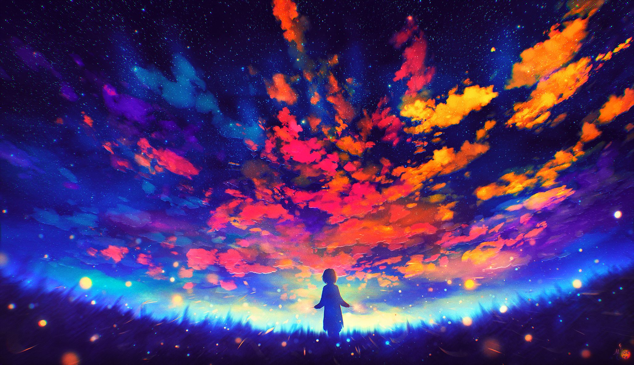 Free download wallpaper Anime, Sky, Night on your PC desktop