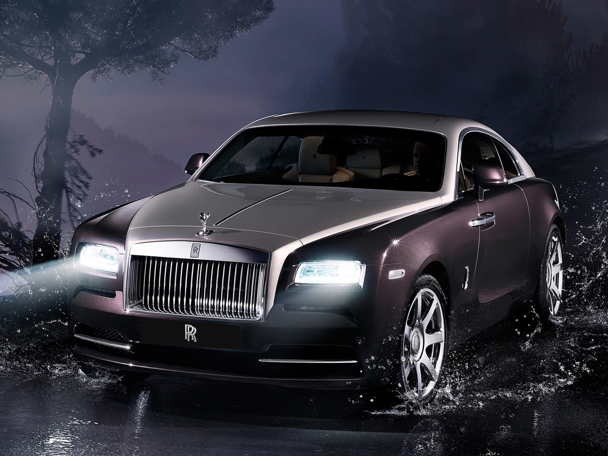 rolls royce, front view, cars, night, wraith, rolls royce wraith 2013 HD wallpaper