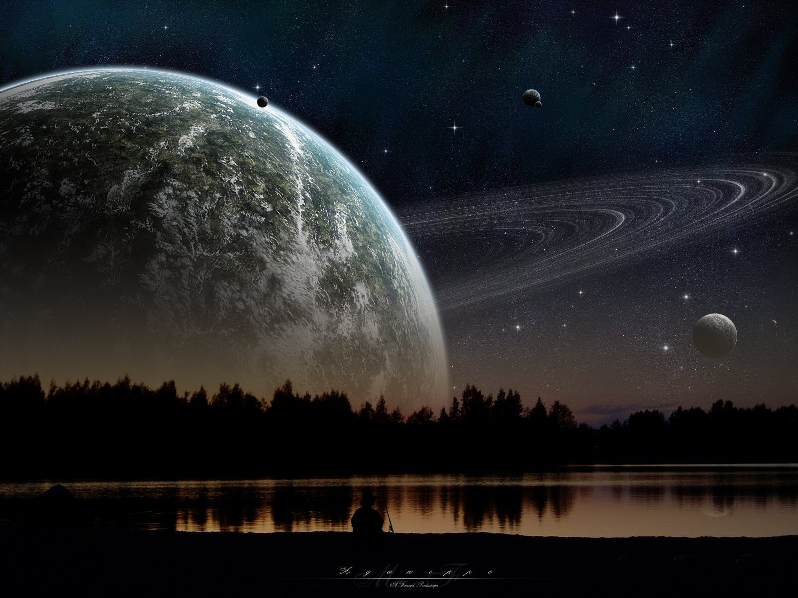 178503 Hintergrundbild herunterladen science fiction, planetenring - Bildschirmschoner und Bilder kostenlos