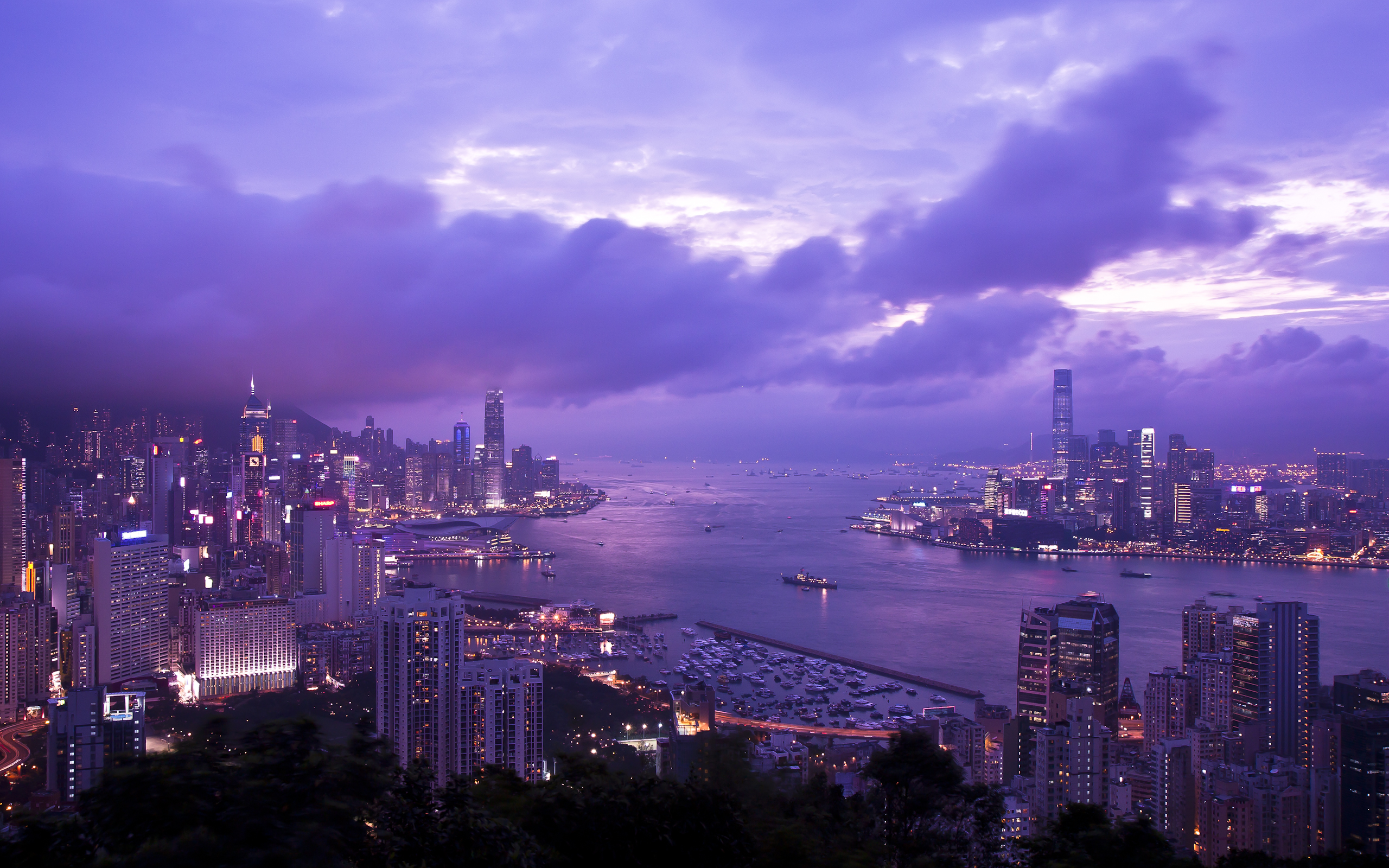 353249壁紙のダウンロードマンメイド, 香港, 中国, 街, クラウド, 空, 超高層ビル, ビクトリア・ハーバー, 都市-スクリーンセーバーと写真を無料で