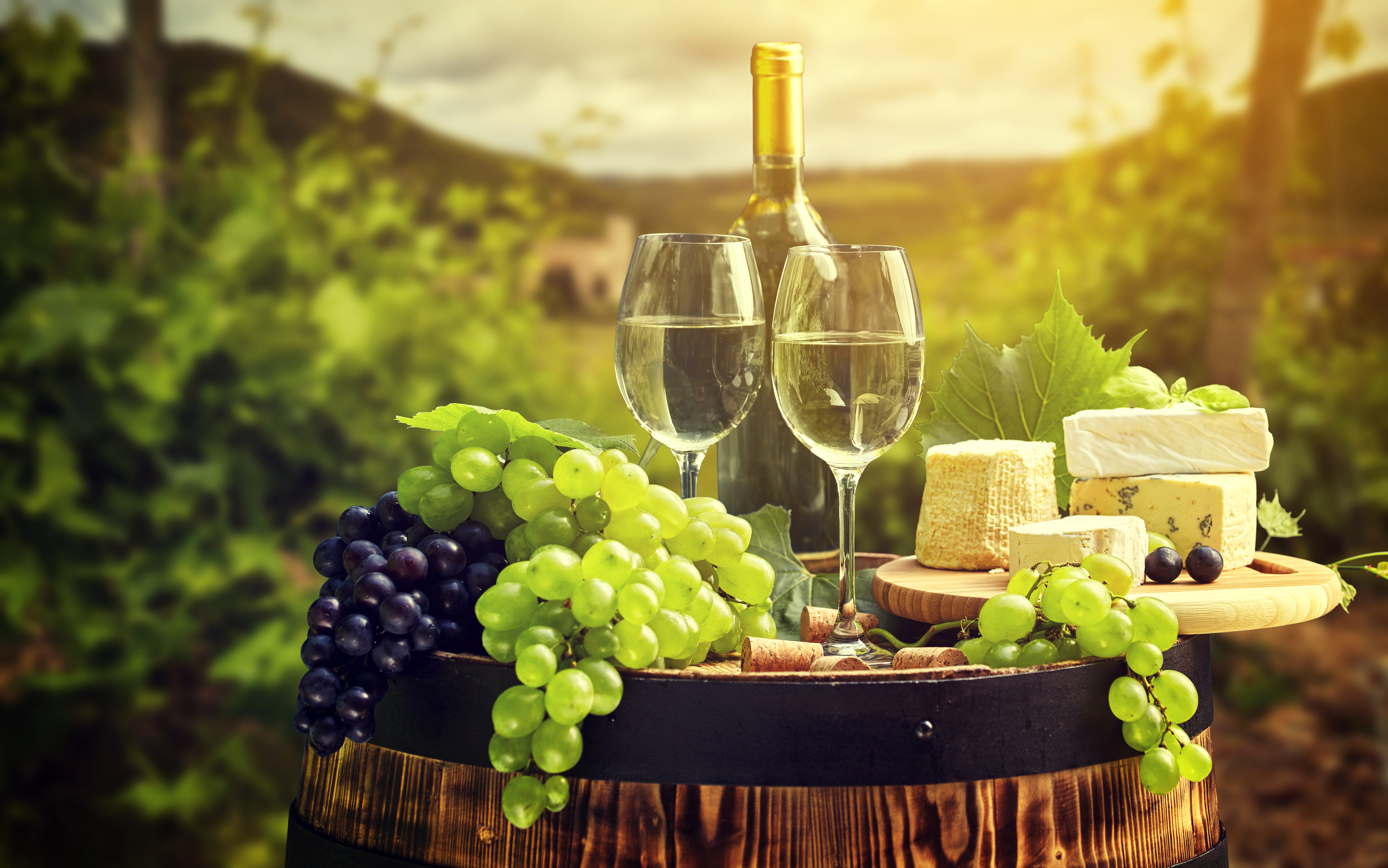 Download mobile wallpaper Food, Cheese, Grapes, Still Life, Fruit, Wine, Depth Of Field for free.