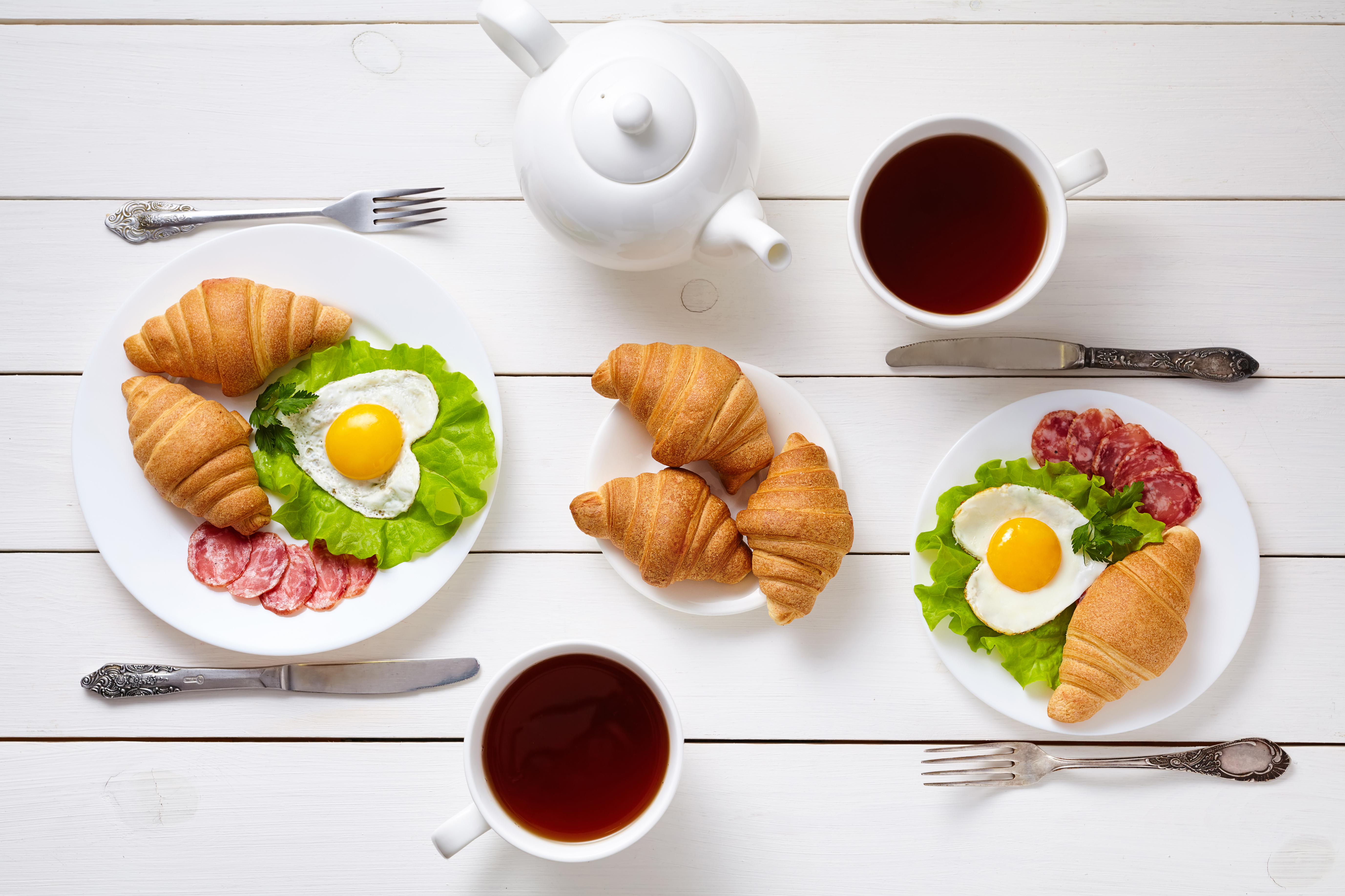 PCデスクトップに卵, クロワッサン, 静物, 朝ごはん, 食べ物, コーヒー画像を無料でダウンロード