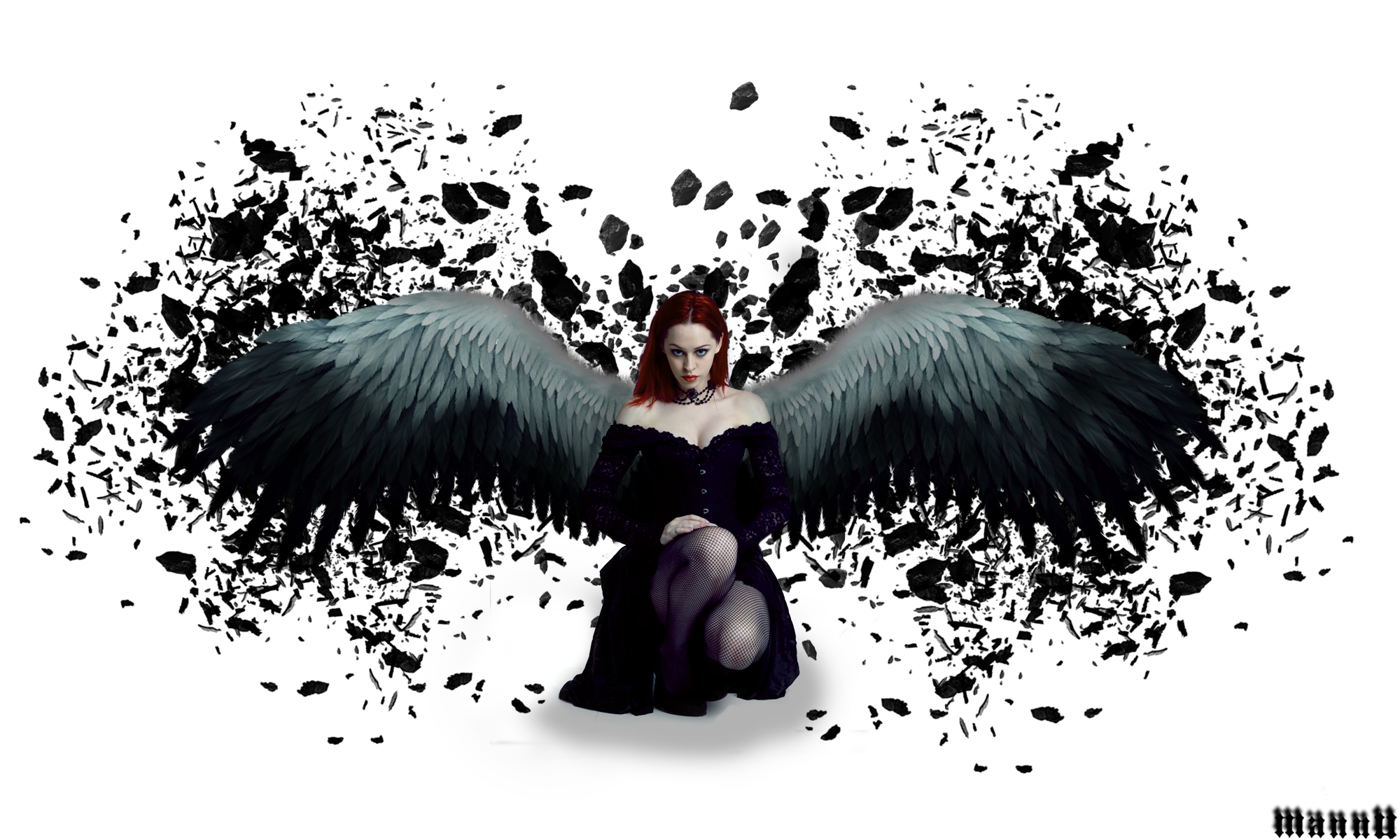 Download mobile wallpaper Gothic, Dark, Wings, Angel for free.