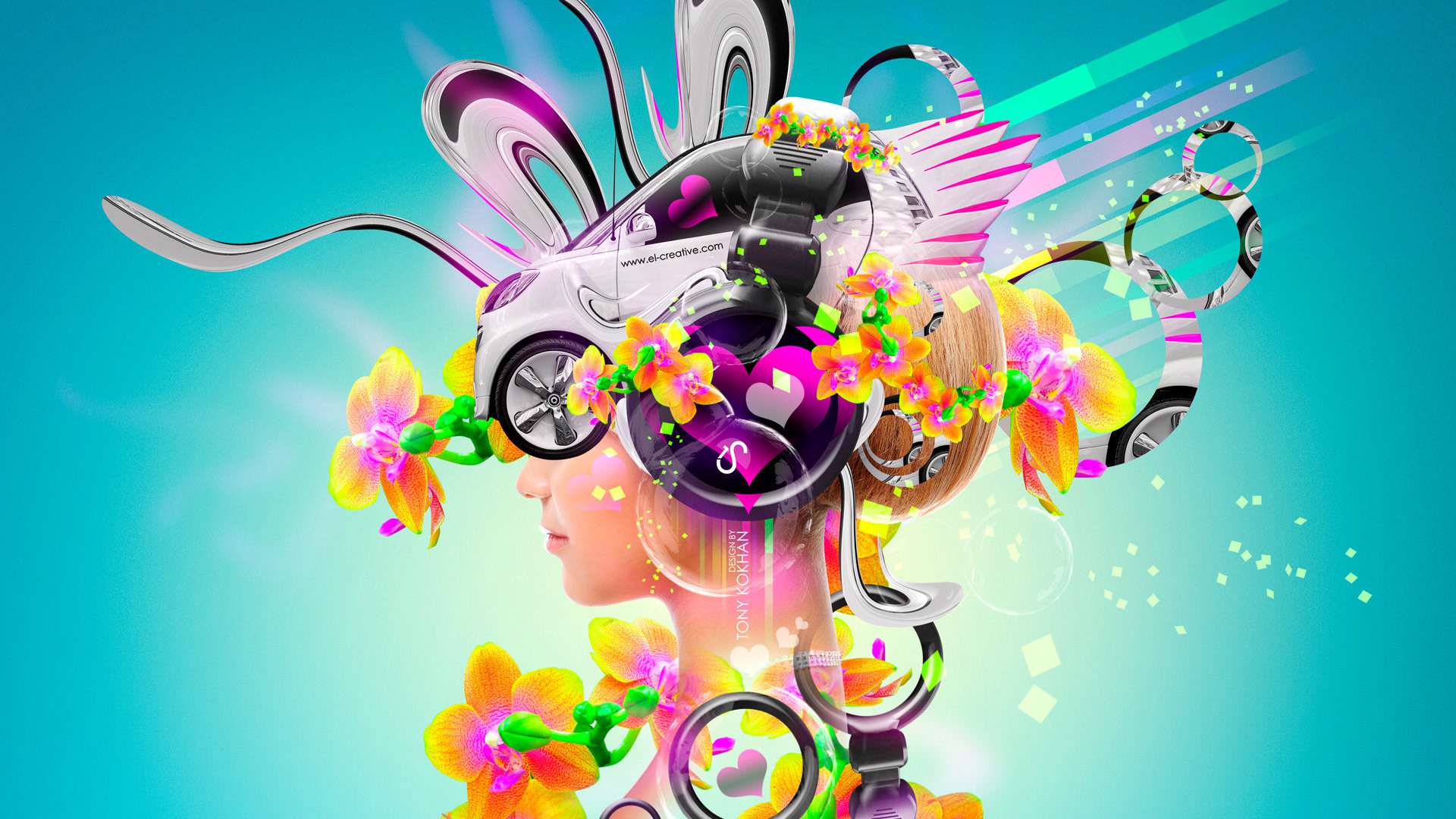 Download mobile wallpaper Abstract, Vector, Flower, Helmet, Colorful, Orchid for free.