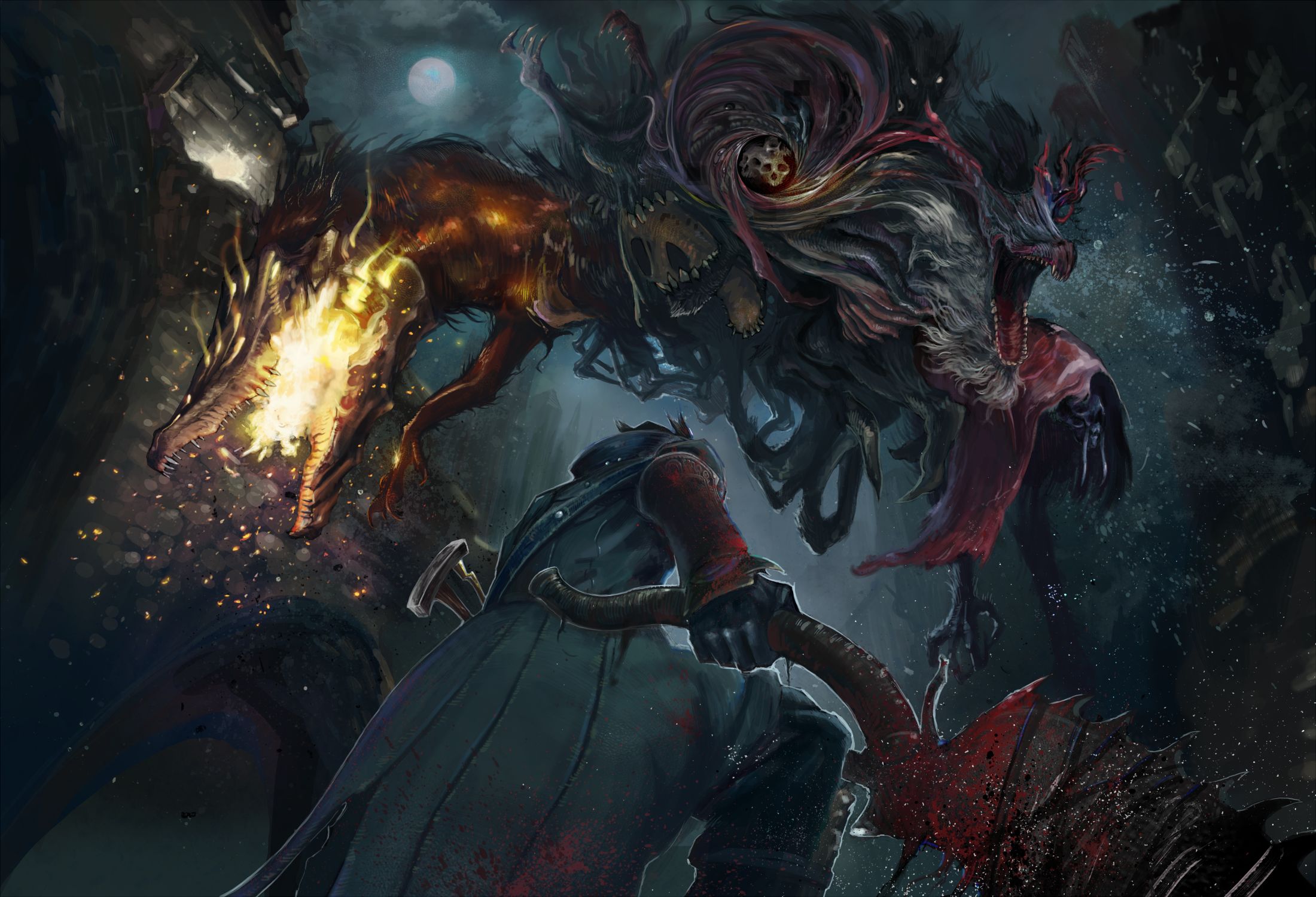 Download mobile wallpaper Dark, Warrior, Creature, Video Game, Bloodborne for free.