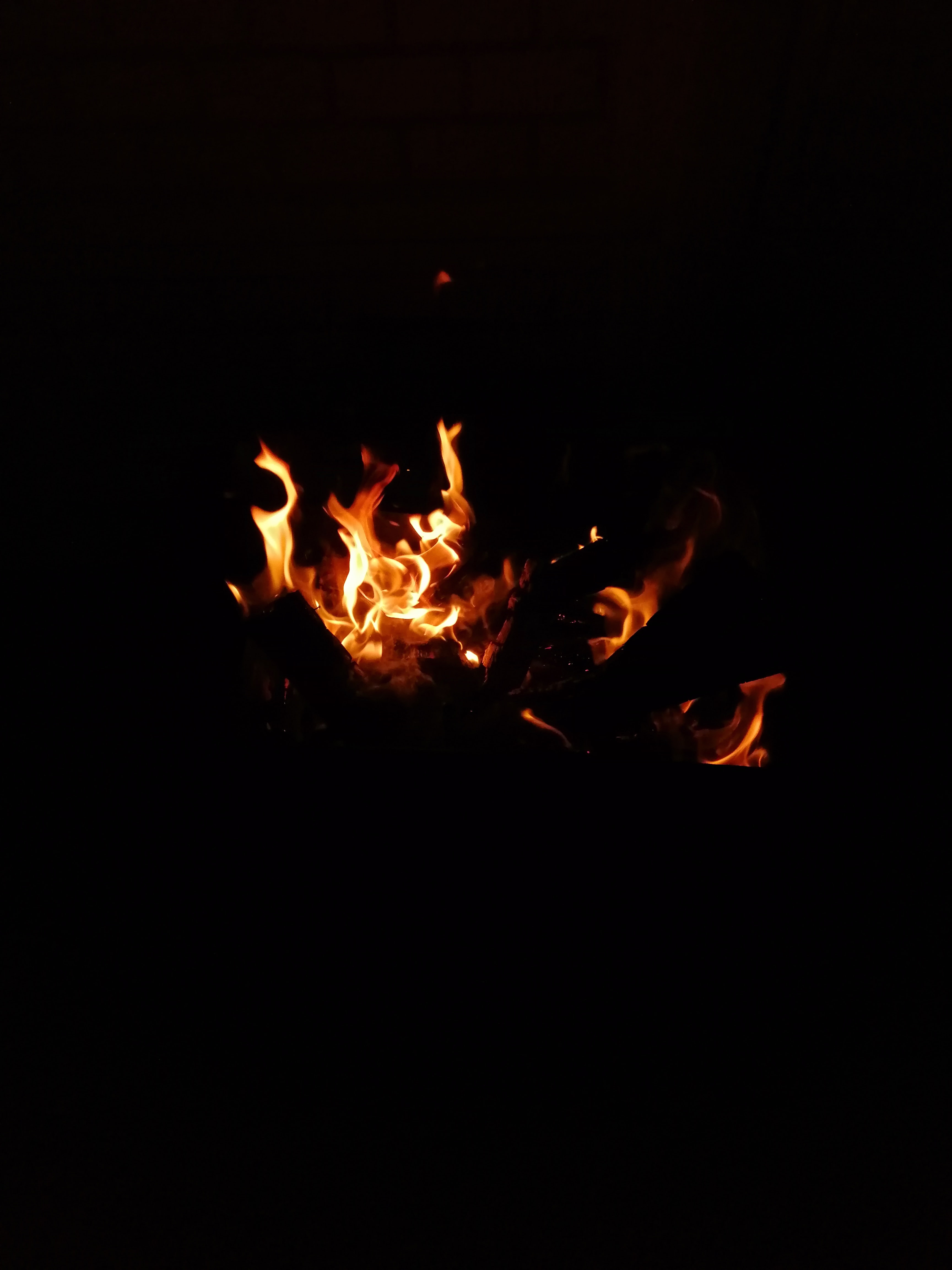 fire, bonfire, dark, flame, sparks