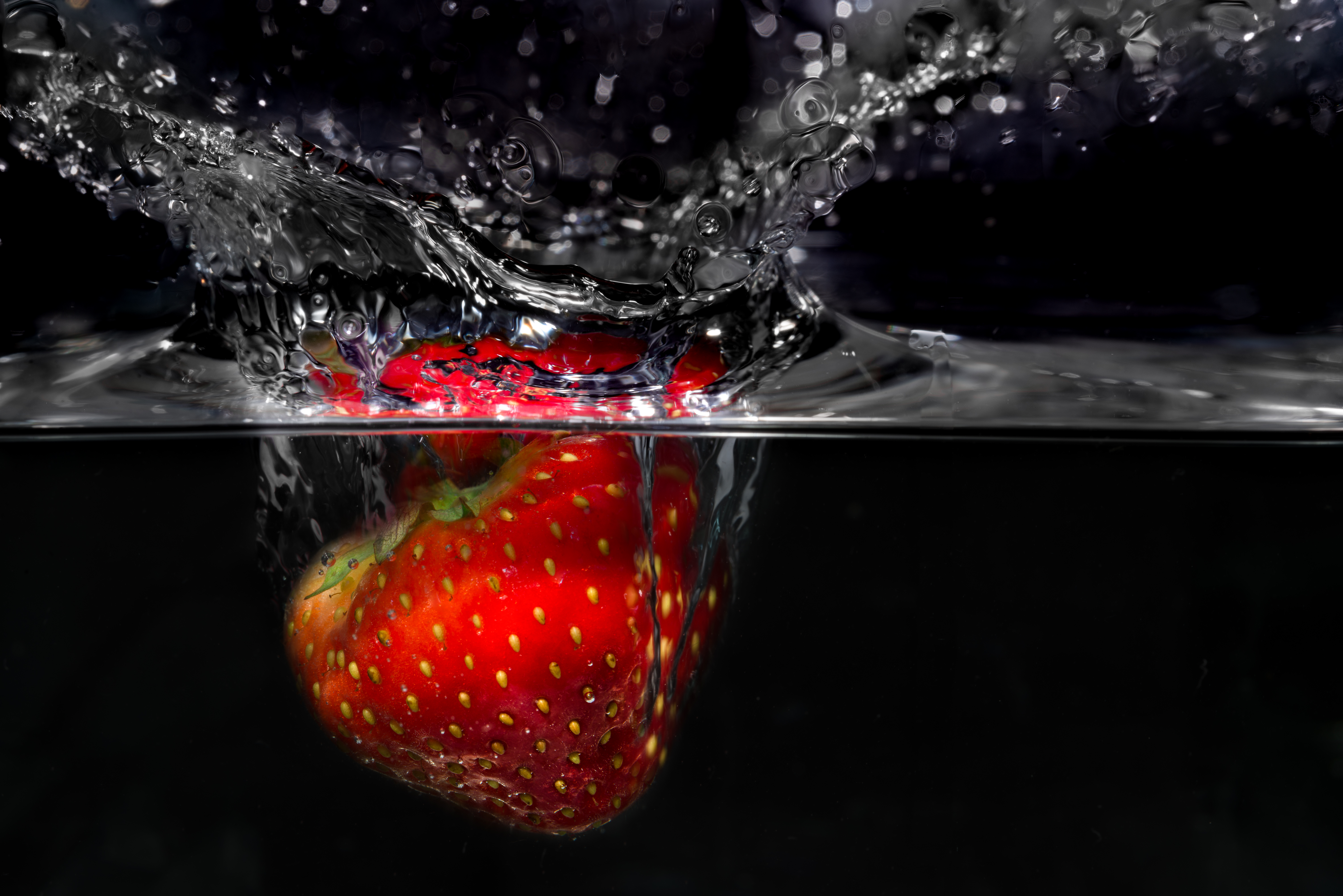 strawberry, berry, macro, spray, close up