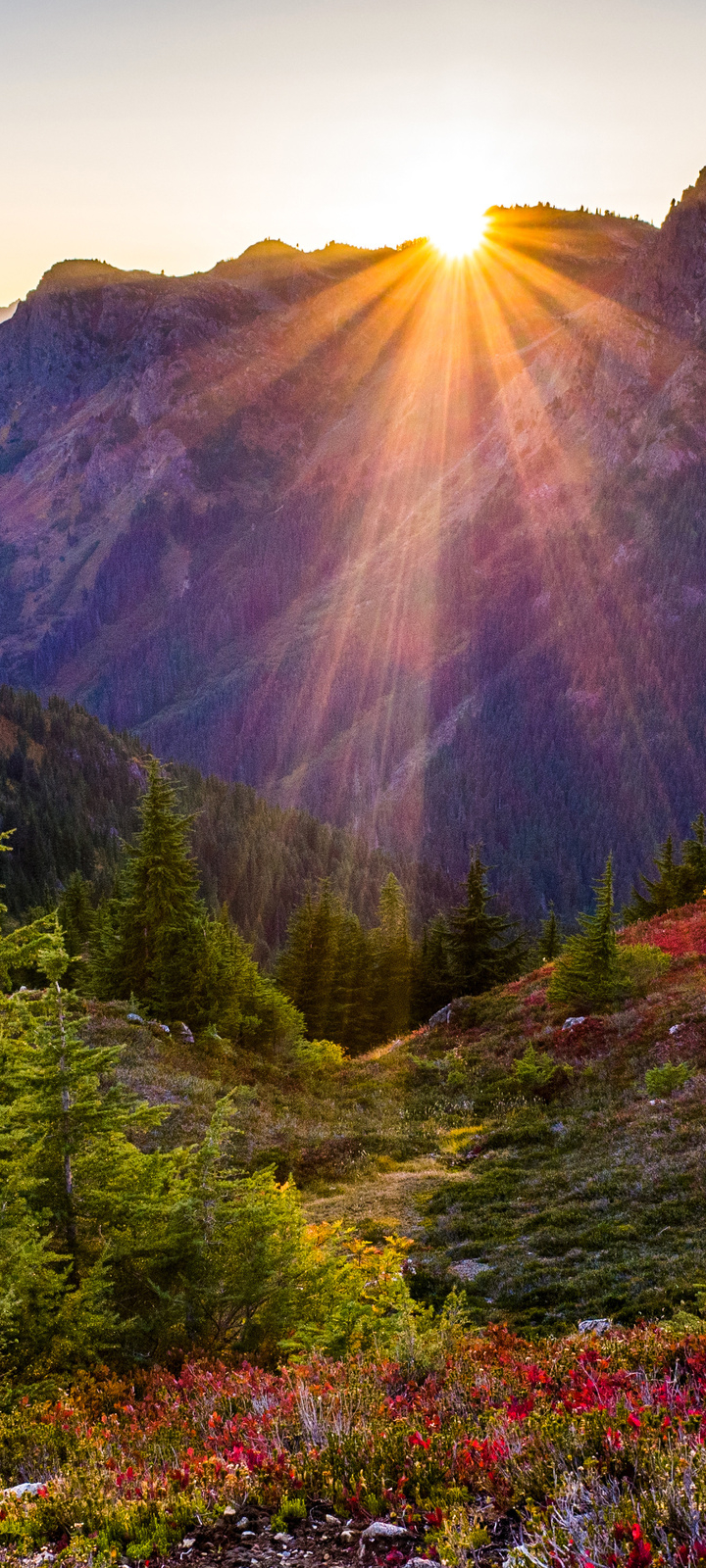 Descarga gratuita de fondo de pantalla para móvil de Paisaje, Amanecer, Montaña, Rayo De Sol, Tierra/naturaleza, Frijol De Sol.