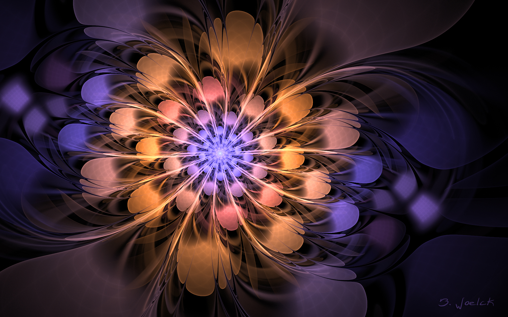 Download mobile wallpaper Abstract, Flower, Fractal, Colorful for free.