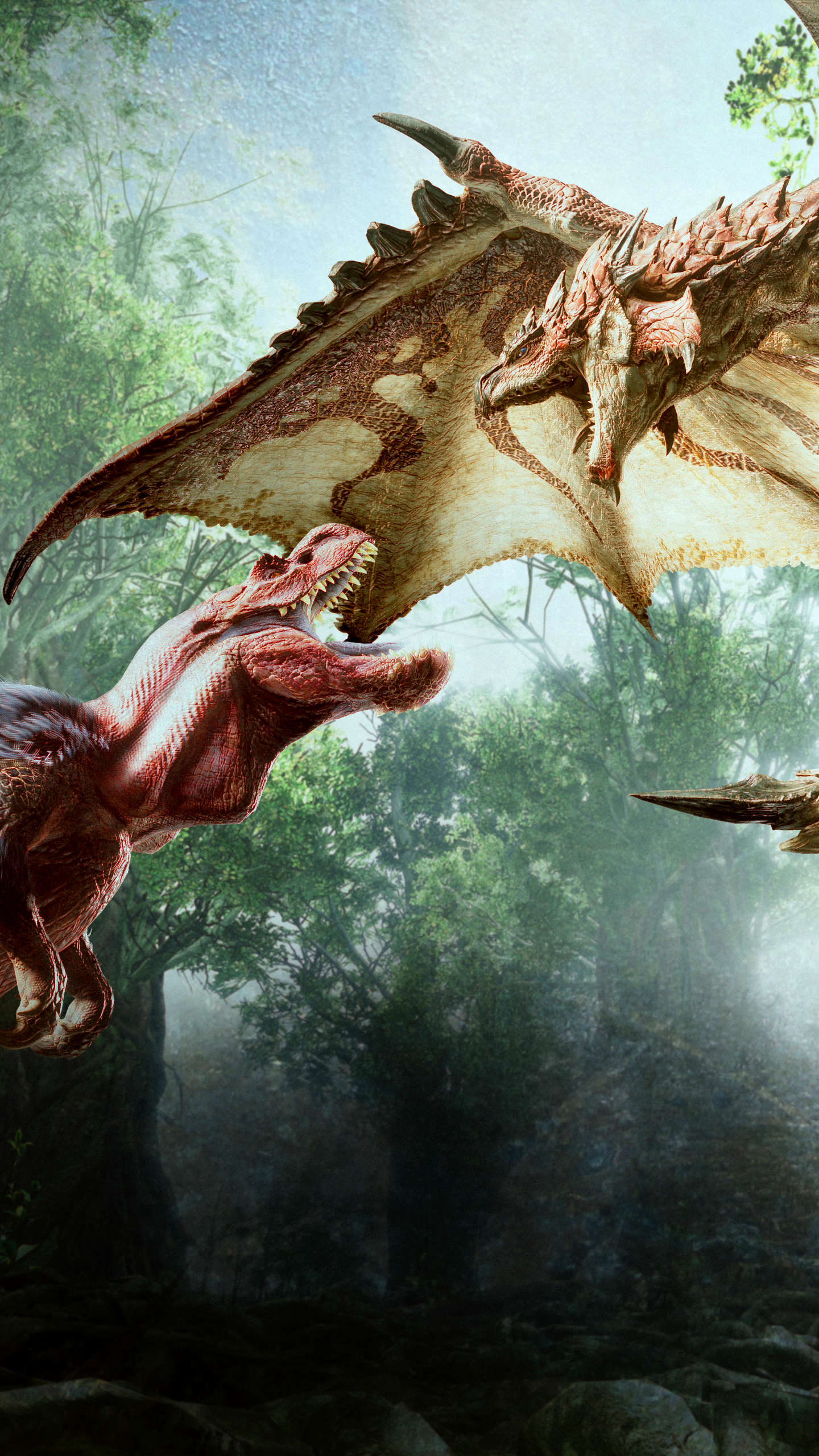 video game, monster hunter: world, dinosaur, rathalos (monster hunter), anjanath (monster hunter), dragon phone wallpaper
