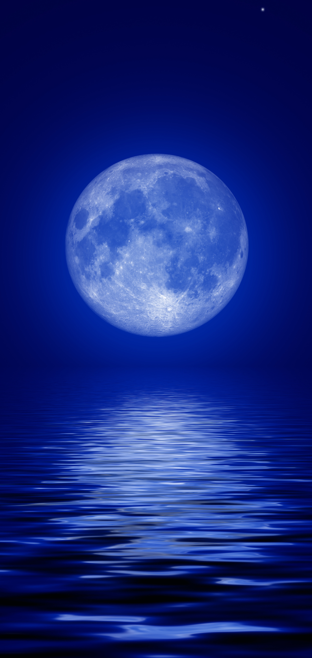 Скачать картинку Луна, Океан, Синий, Художественные в телефон бесплатно.