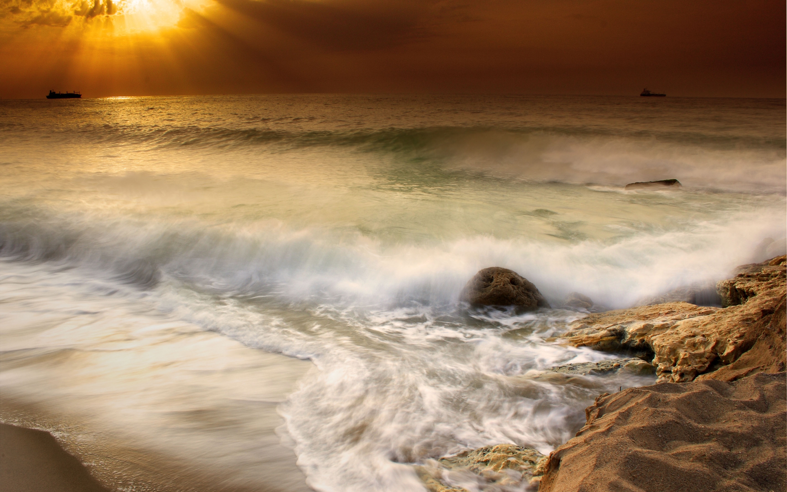 Free download wallpaper Landscape, Sea, Waves on your PC desktop