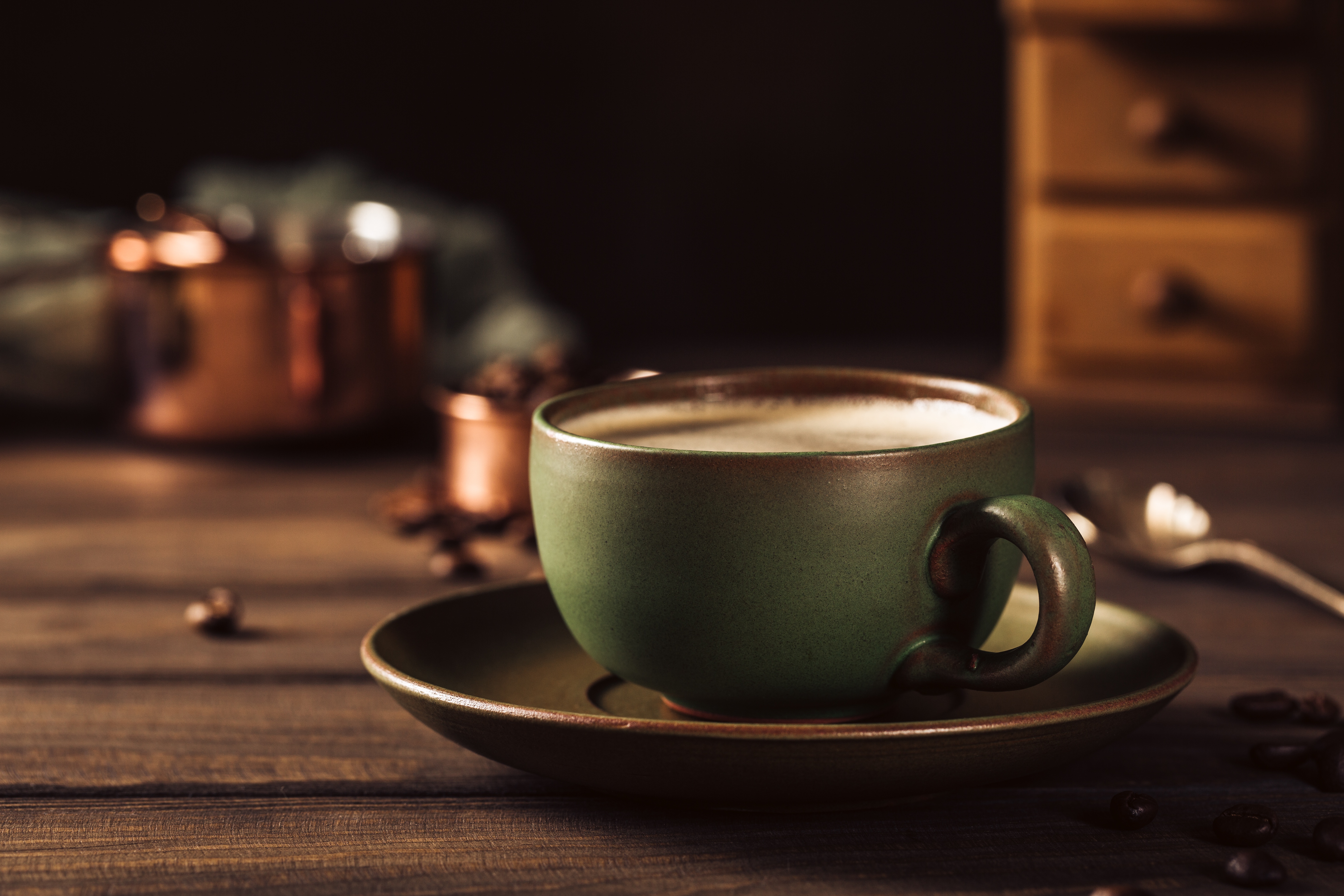 food, coffee, cup, depth of field, saucer, still life