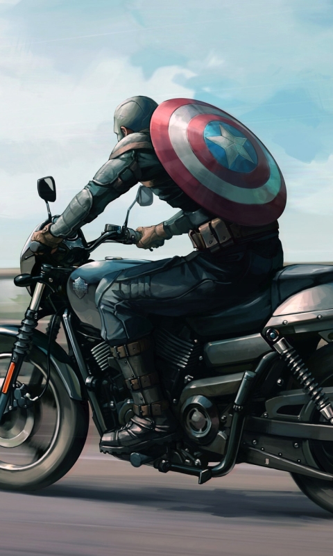 Скачать картинку Мотоцикл, Комиксы, Капитан Америка, Харли Девидсон, Первый Мститель: Другая Война, Капитан Америка: Зимний Солдат в телефон бесплатно.