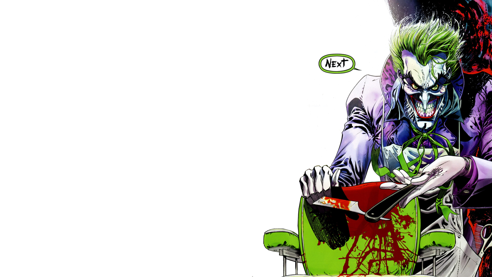 Скачать обои бесплатно Кровь, Белый, Джокер, Комиксы, Бэтмен картинка на рабочий стол ПК