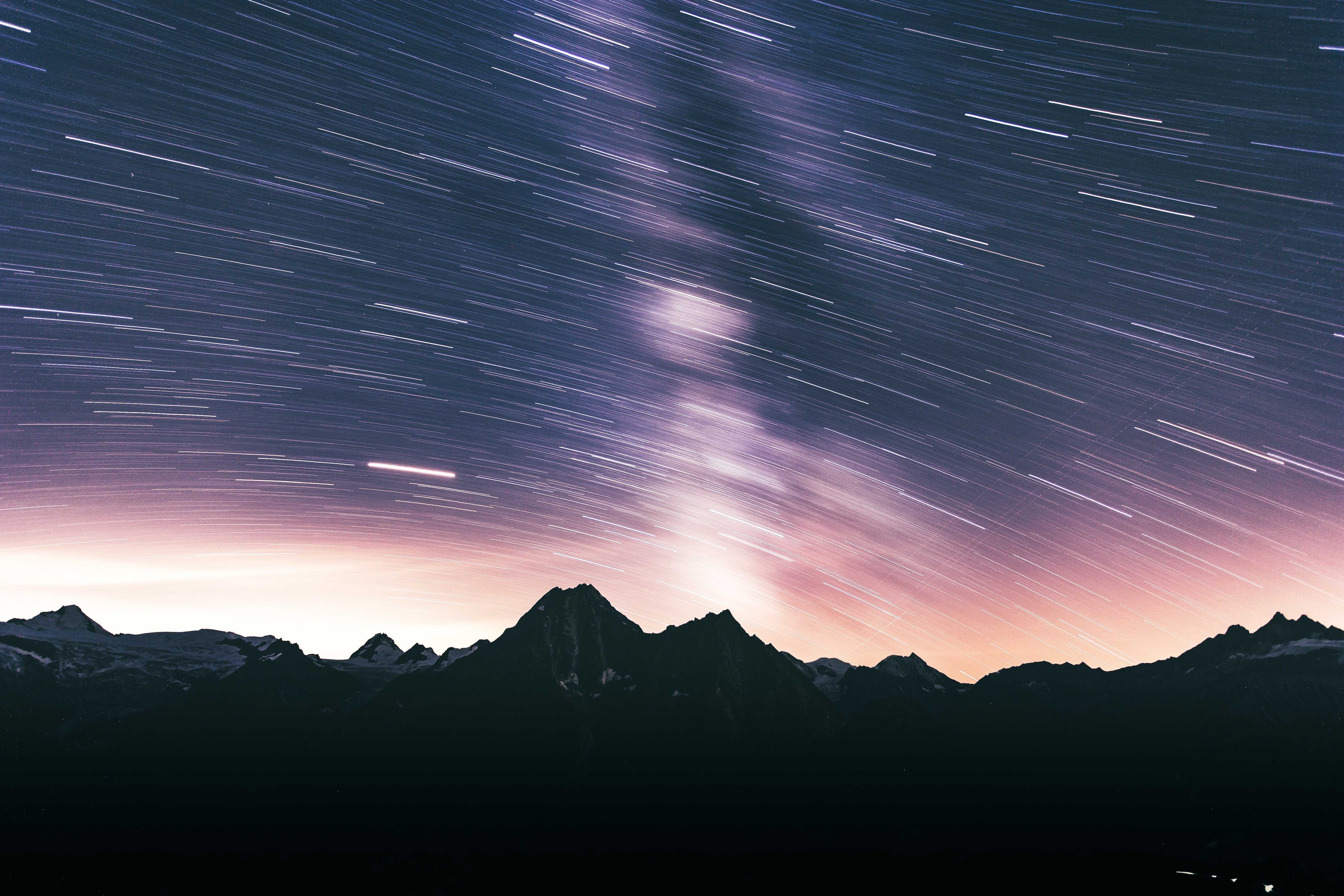 Free download wallpaper Nature, Starry Sky, Mountains, Long Exposure, Dark, Night on your PC desktop