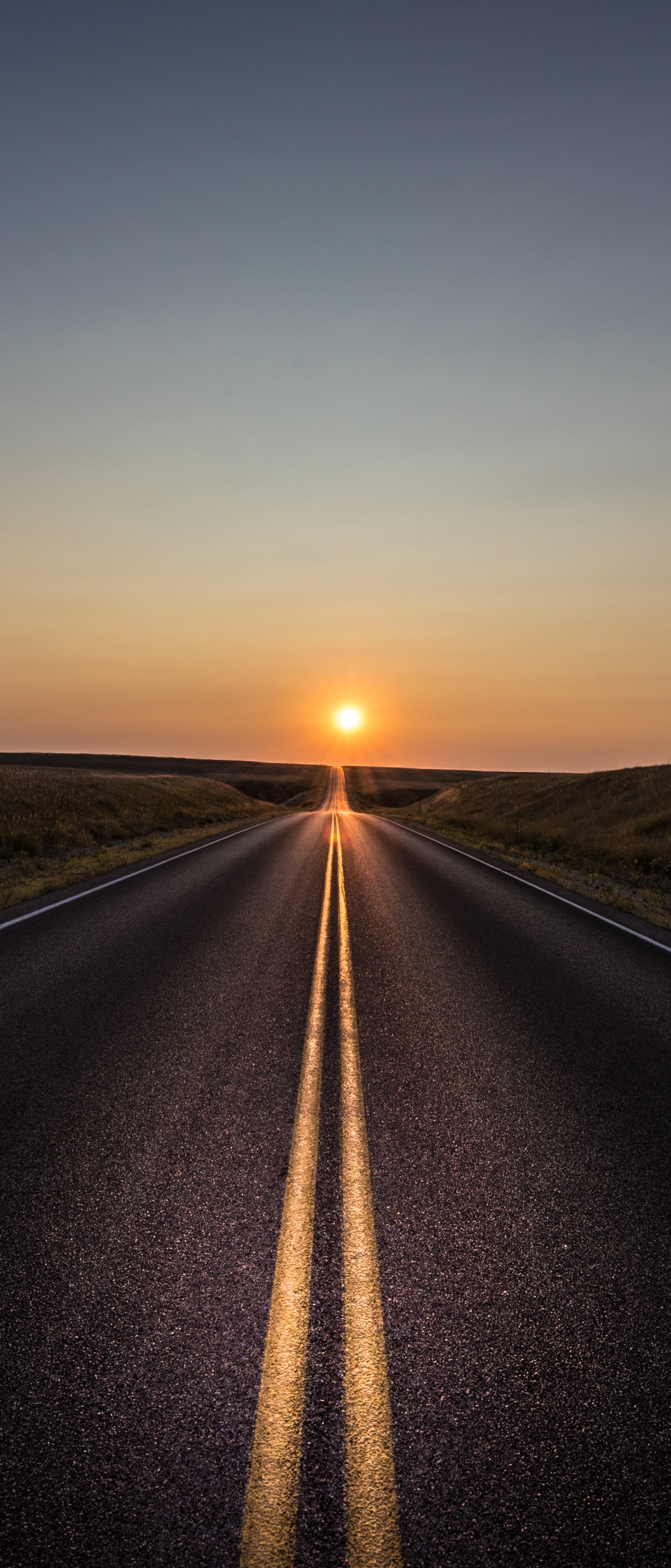 Download mobile wallpaper Sunset, Road, Man Made for free.