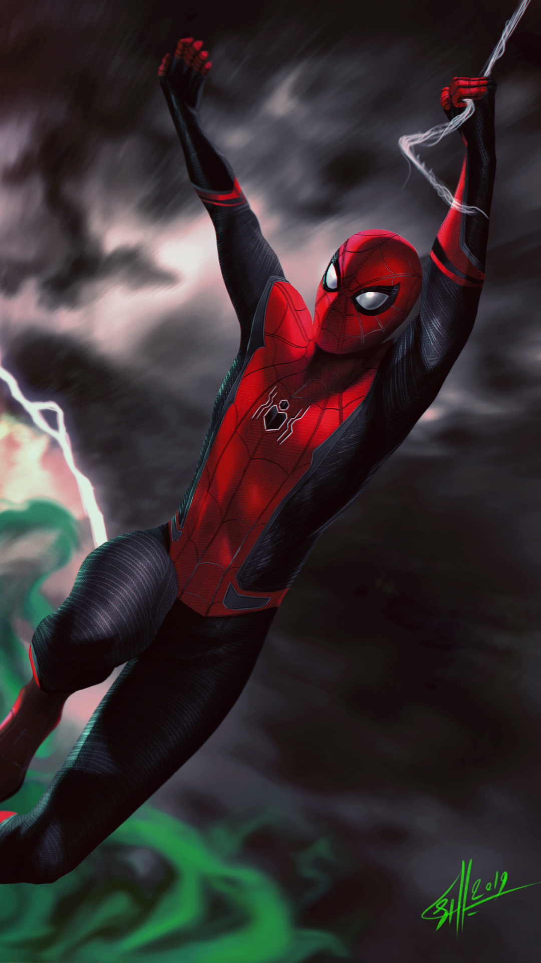 Handy-Wallpaper Filme, Spider Man, Mysterio (Marvel Comics), Spider Man: Far From Home kostenlos herunterladen.
