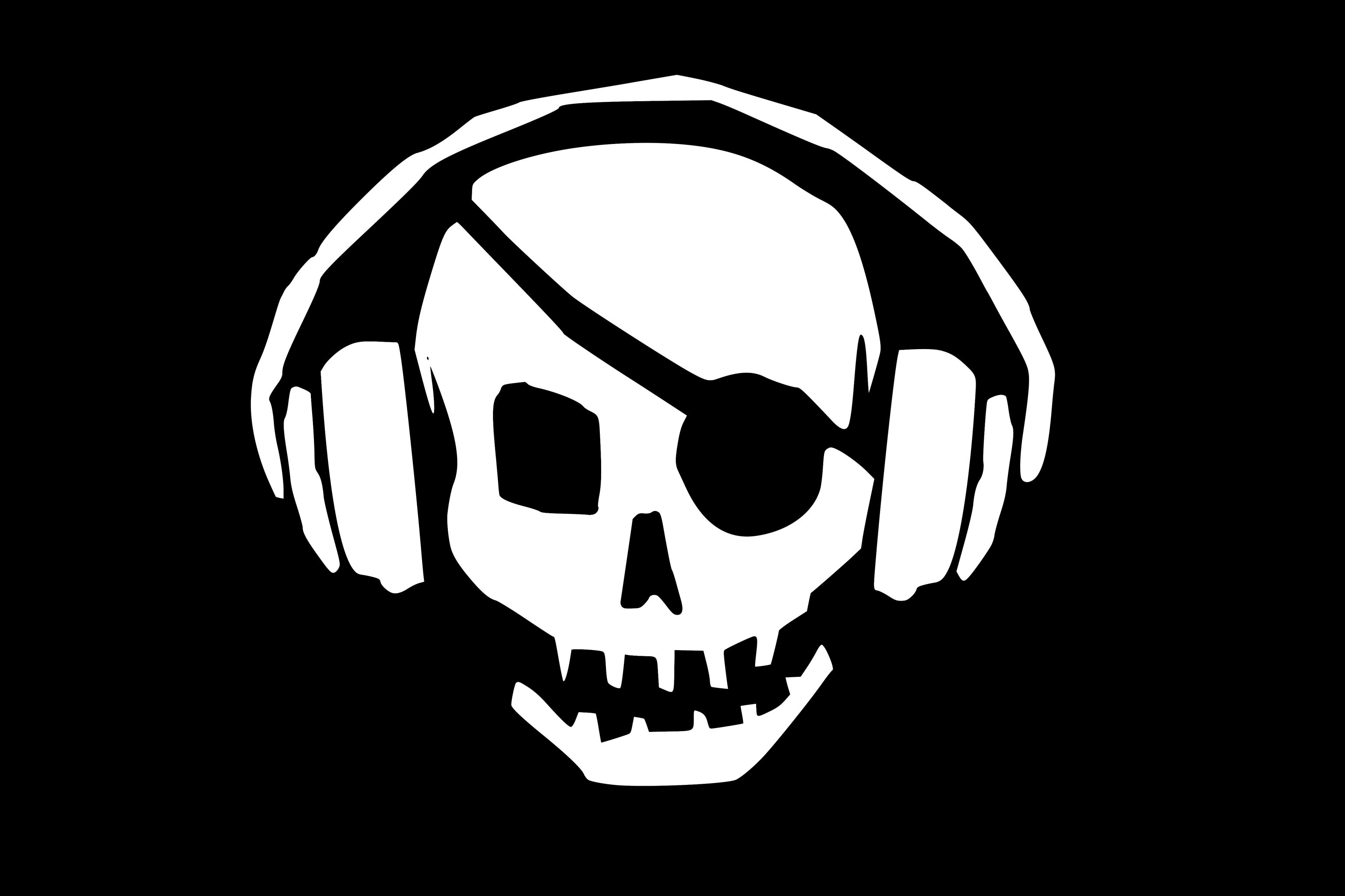 Free download wallpaper Headphones, Technology, Logo, Hacker, Skull on your PC desktop