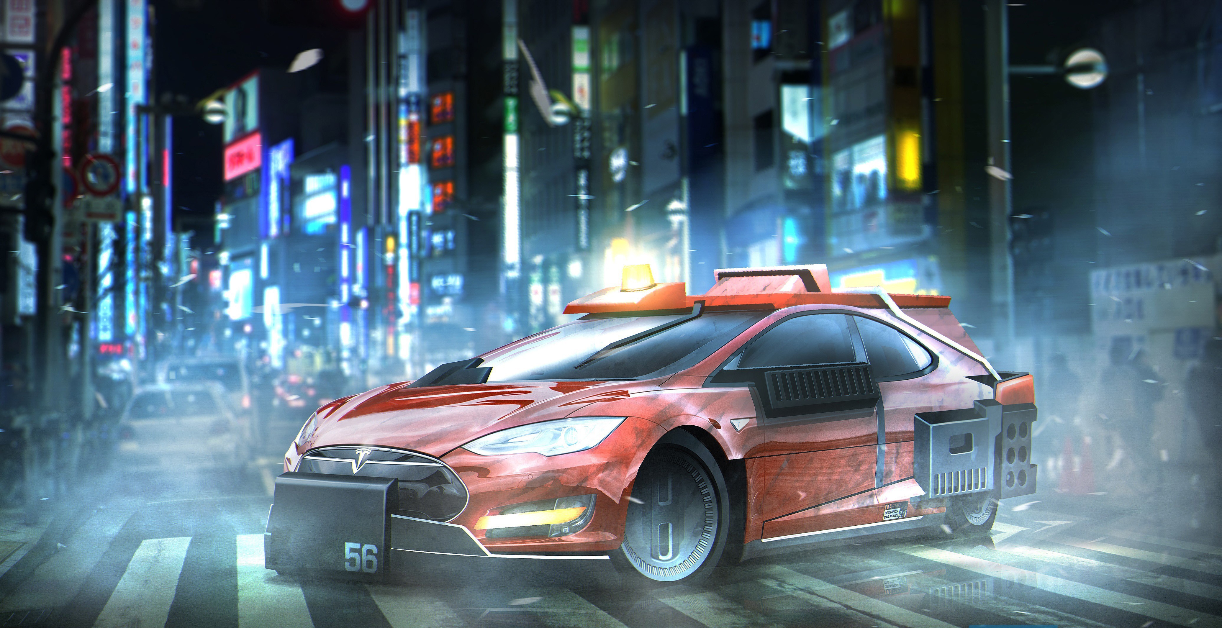 Download mobile wallpaper Night, City, Car, Sci Fi, Futuristic, Vehicle for free.