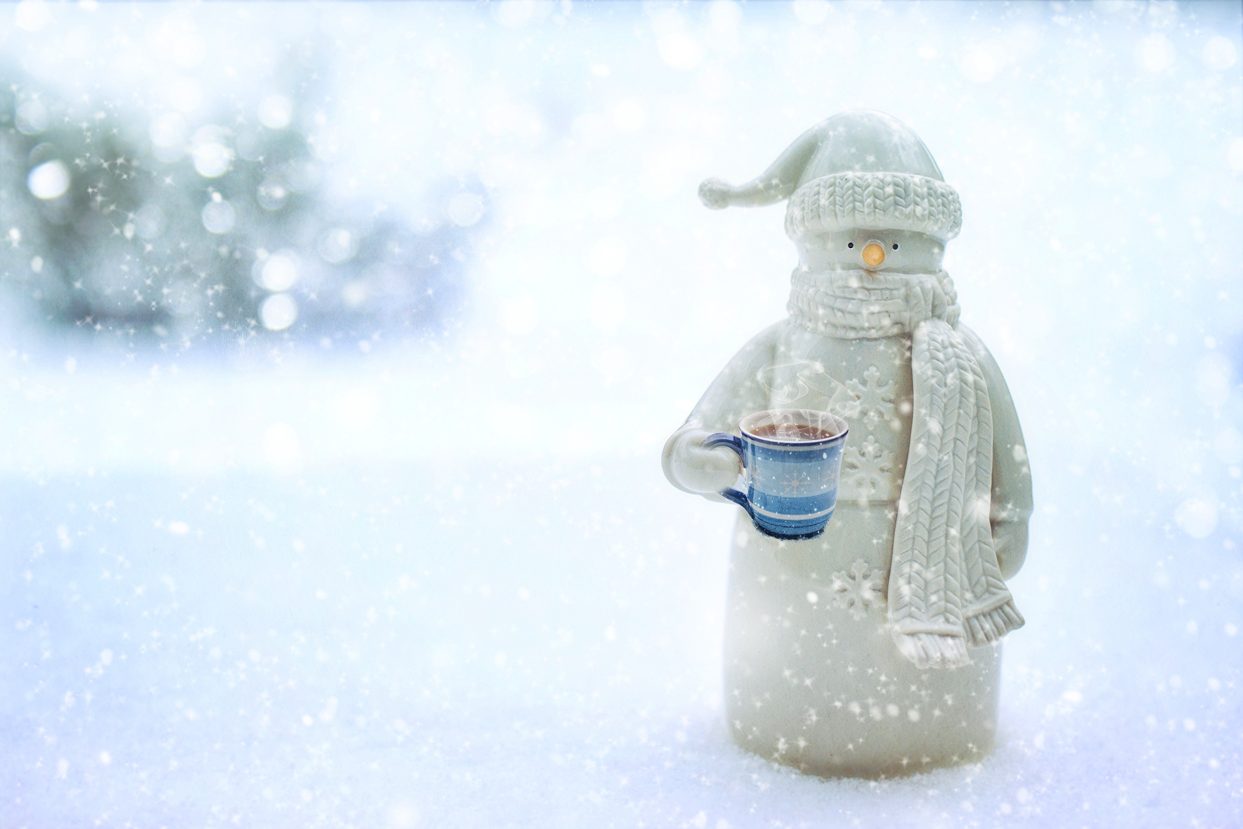 Download mobile wallpaper Winter, Snow, Snowman, Christmas, Toy, Mug, Snowflake, Photography for free.