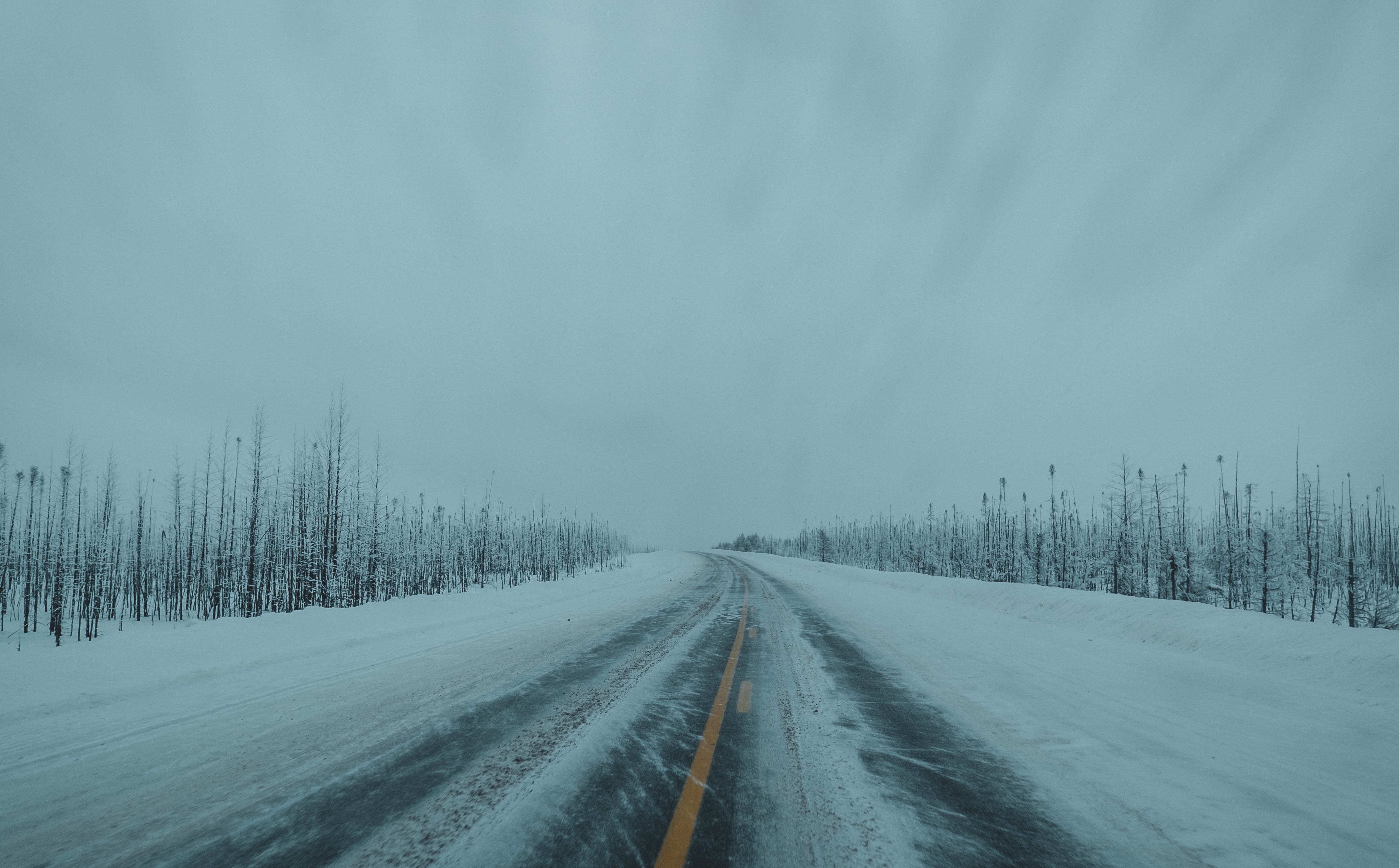 無料モバイル壁紙自然, 道路, 雪, 道, アスファルト, 冬をダウンロードします。