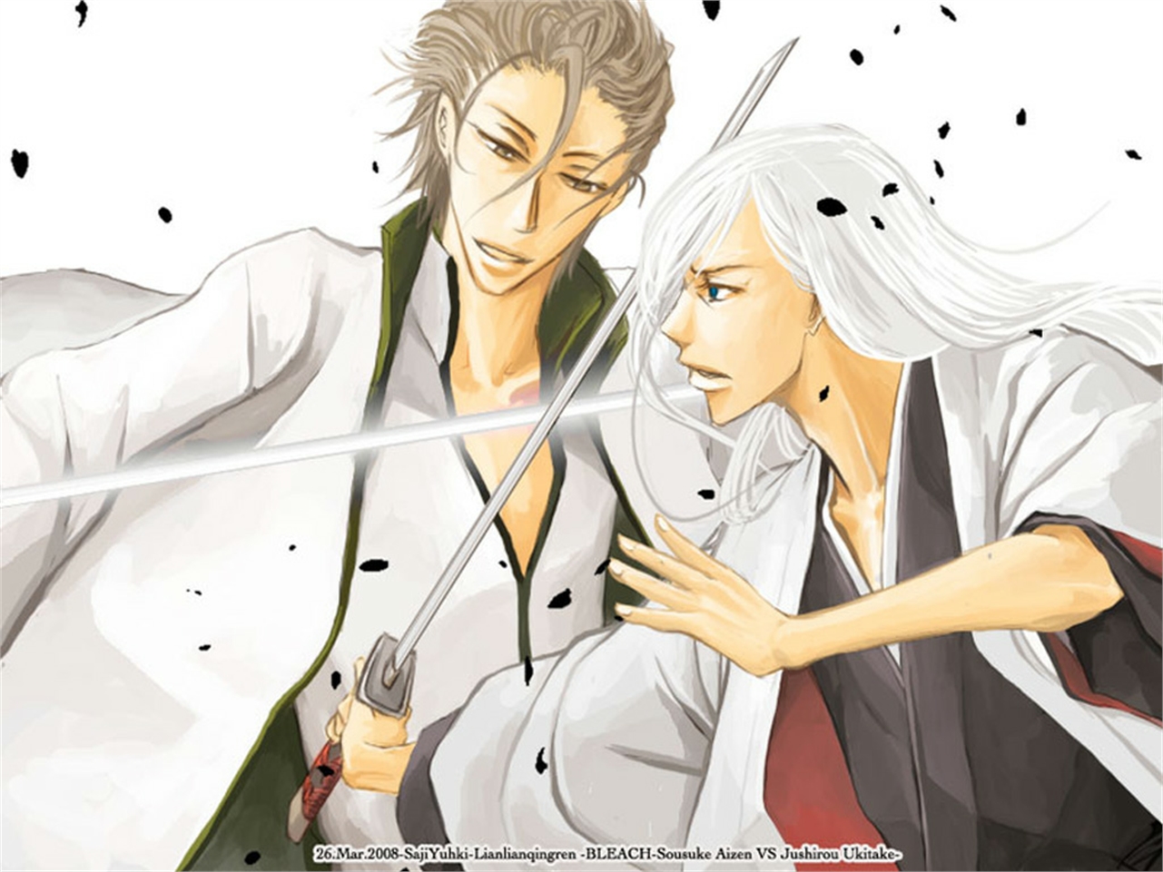 Download mobile wallpaper Anime, Bleach, Jūshirō Ukitake, Sōsuke Aizen for free.