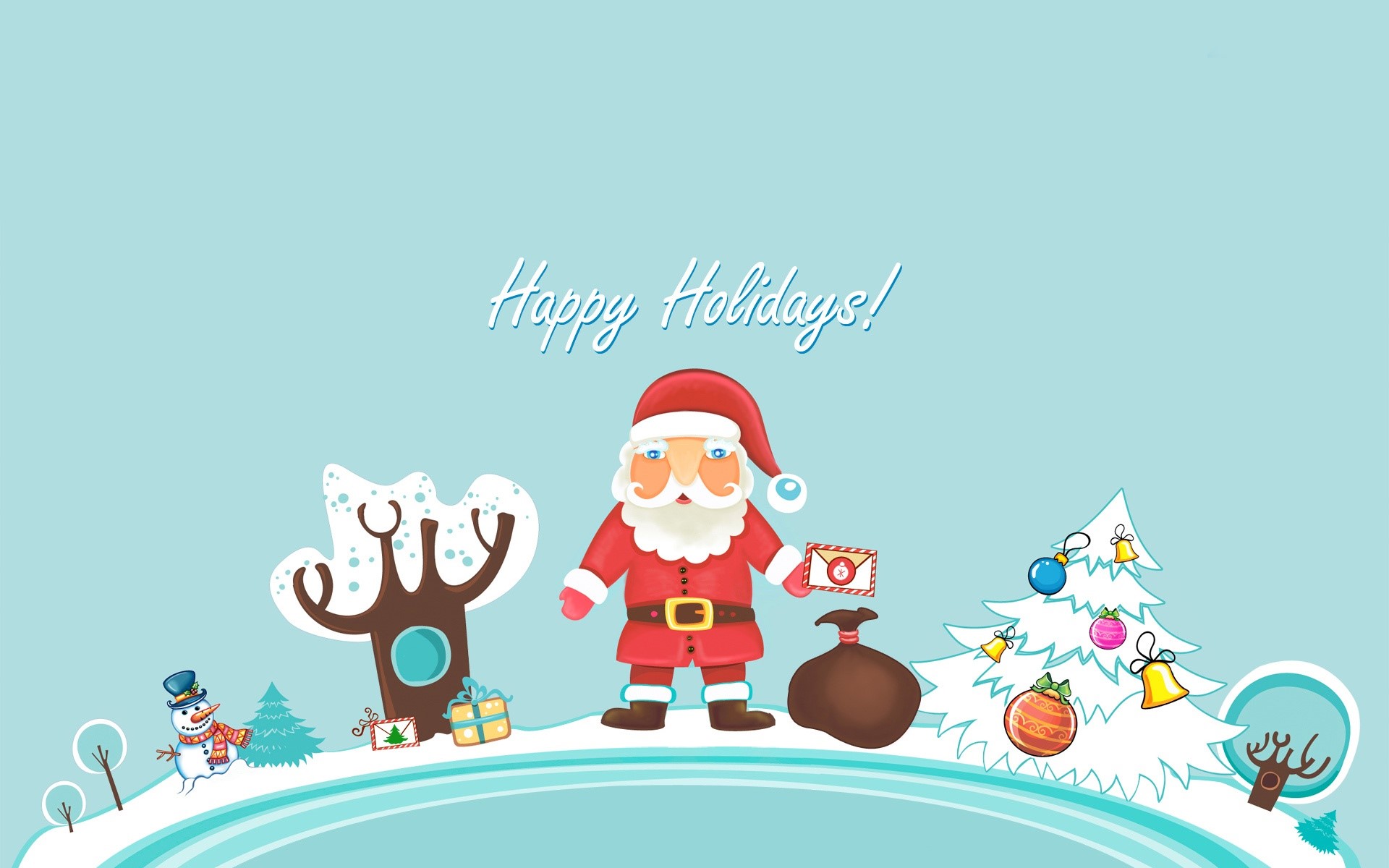 無料モバイル壁紙クリスマス, クリスマスツリー, サンタ, ホリデーをダウンロードします。