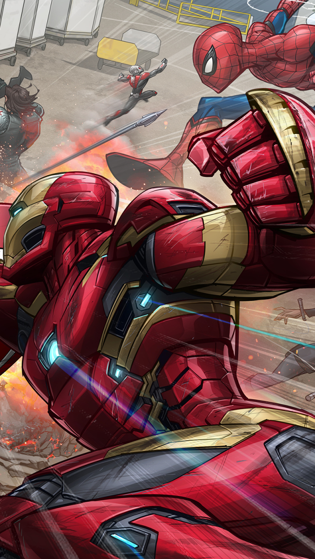 Download mobile wallpaper Spider Man, Iron Man, Captain America, Comics, Superhero, Ant Man, Captain America: Civil War for free.