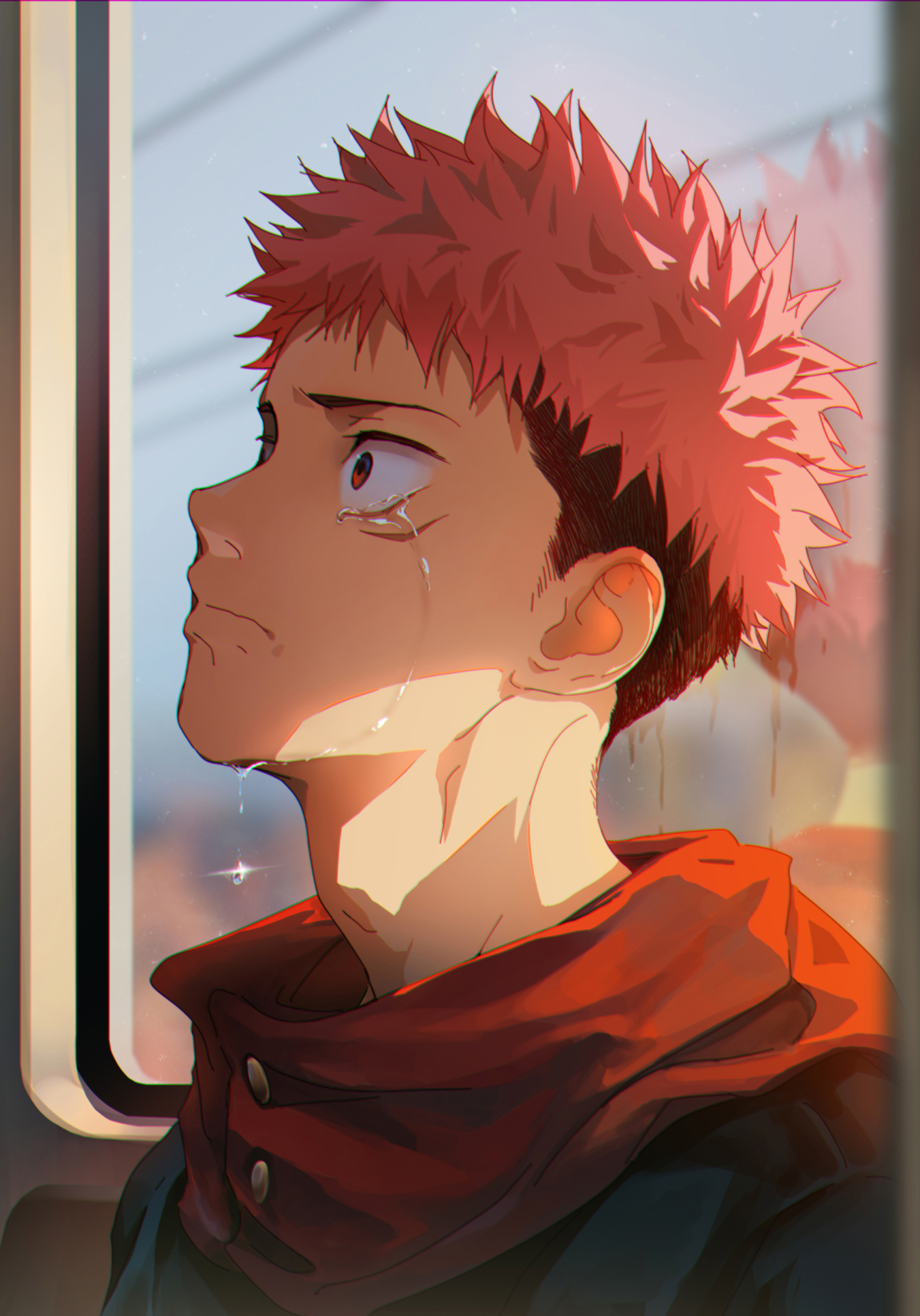 Descarga gratuita de fondo de pantalla para móvil de Lágrimas, Animado, Cabello Rosado, Yuji Itadori, Jujutsu Kaisen.