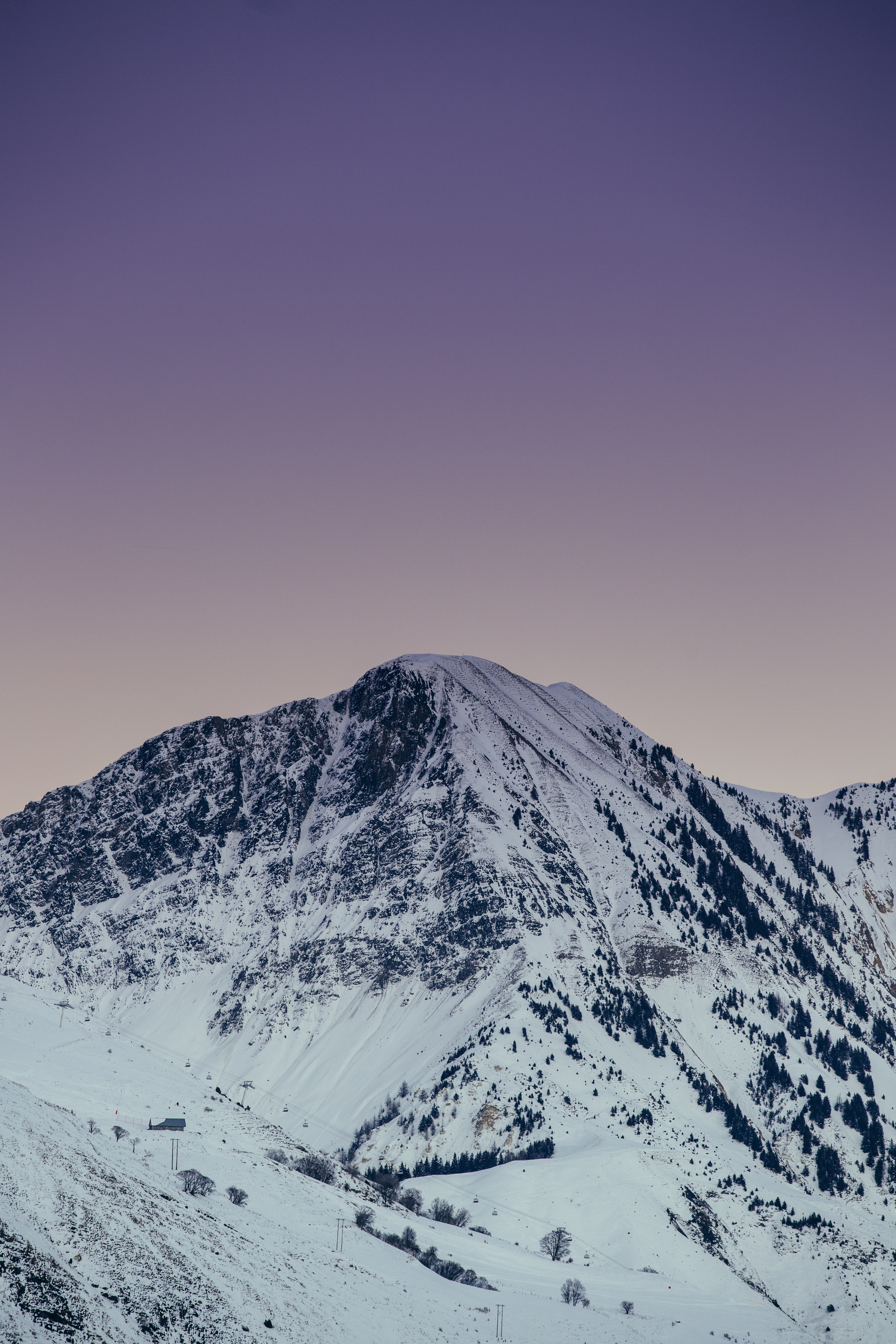 Download mobile wallpaper Top, Vertex, Dusk, Snowbound, Twilight, Mountain, Snow Covered, Snow, Nature for free.