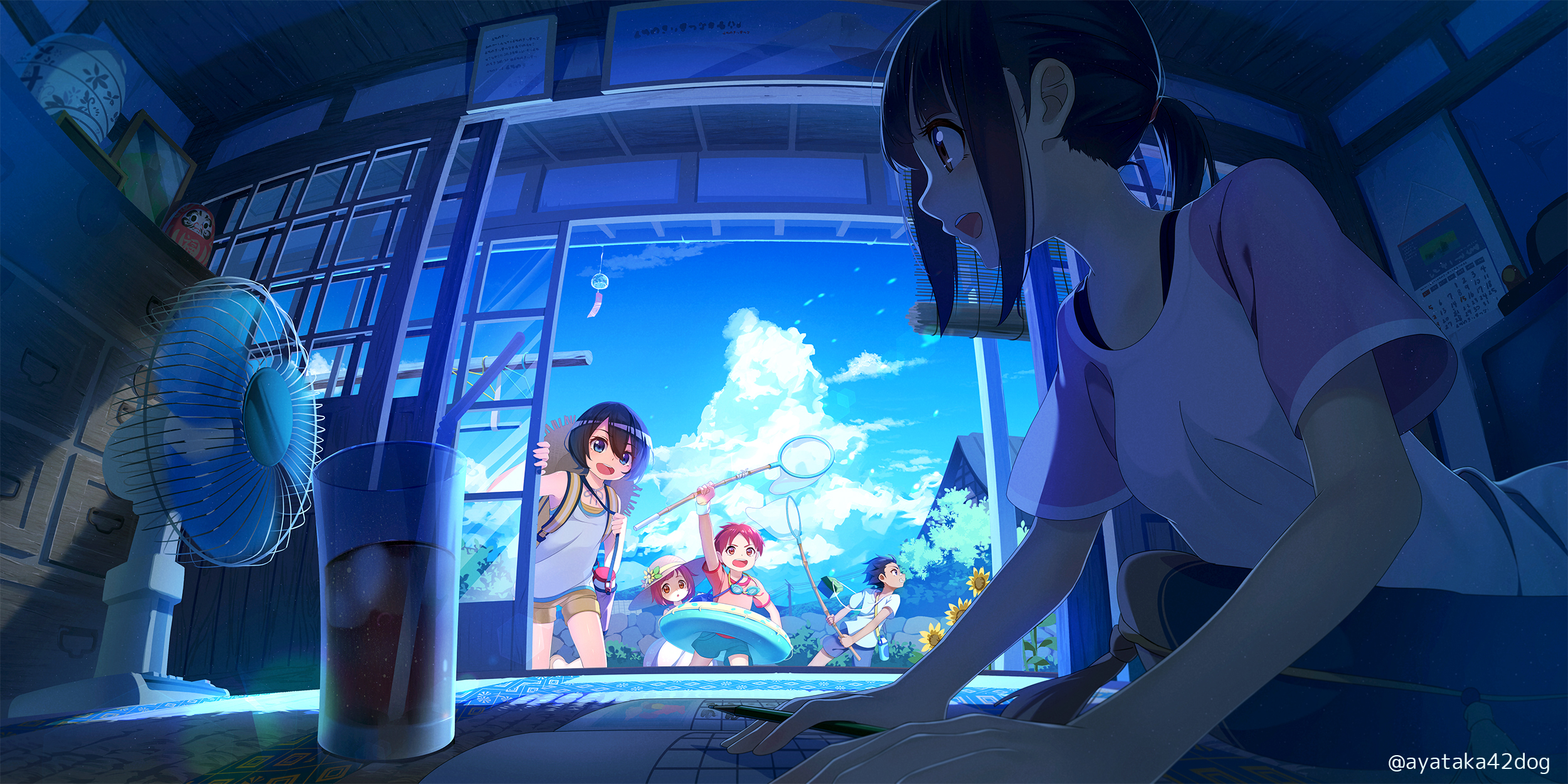 Laden Sie das Sommer, Fan, Original, Animes-Bild kostenlos auf Ihren PC-Desktop herunter