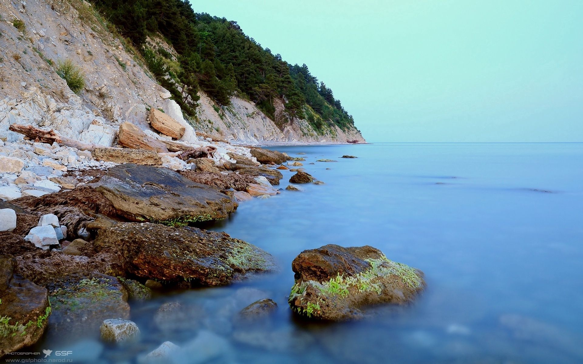 nature, stones, rocks, shore, bank, smooth, surface, silence, moss