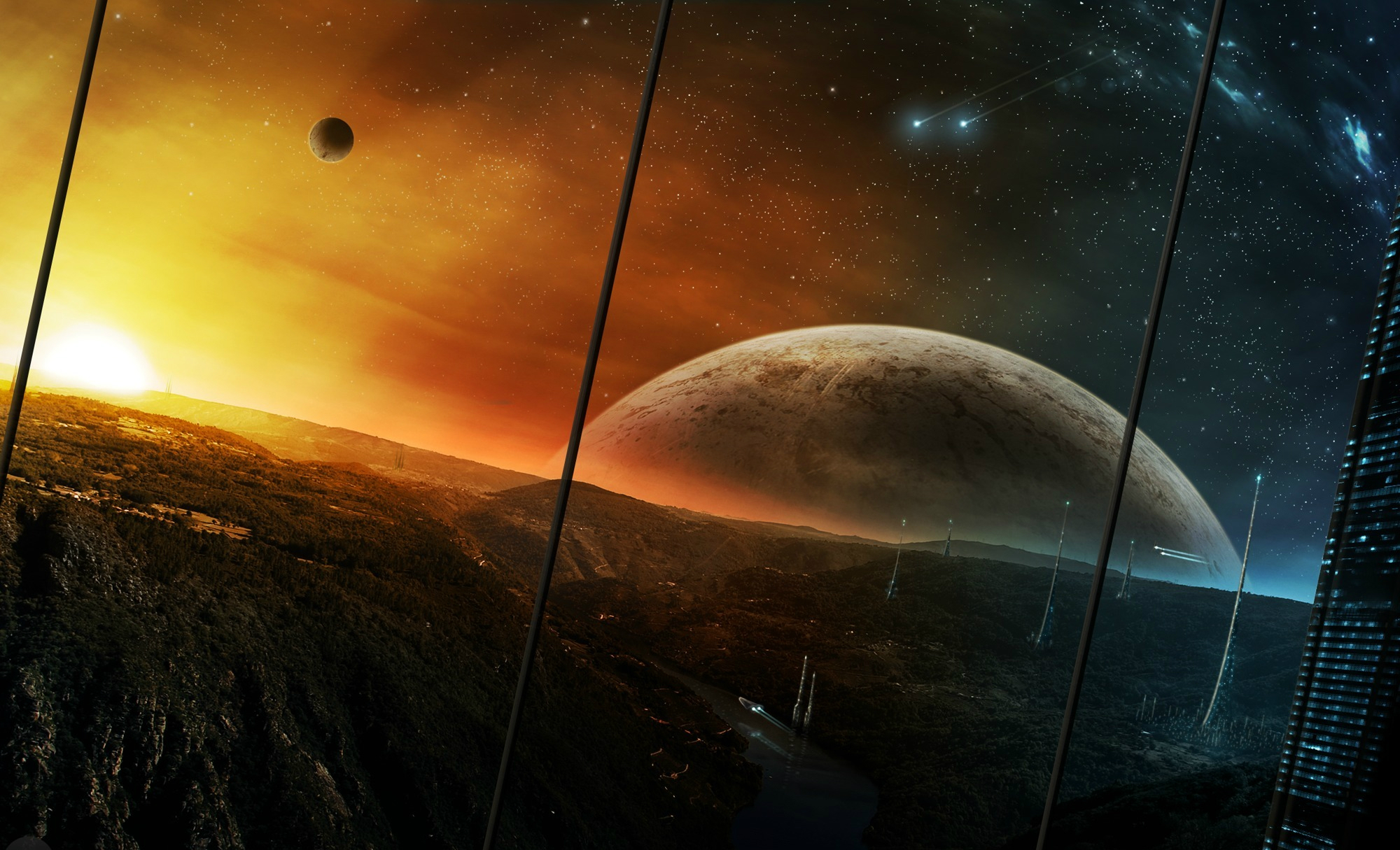 Скачать обои бесплатно Научная Фантастика, Восход Планеты картинка на рабочий стол ПК