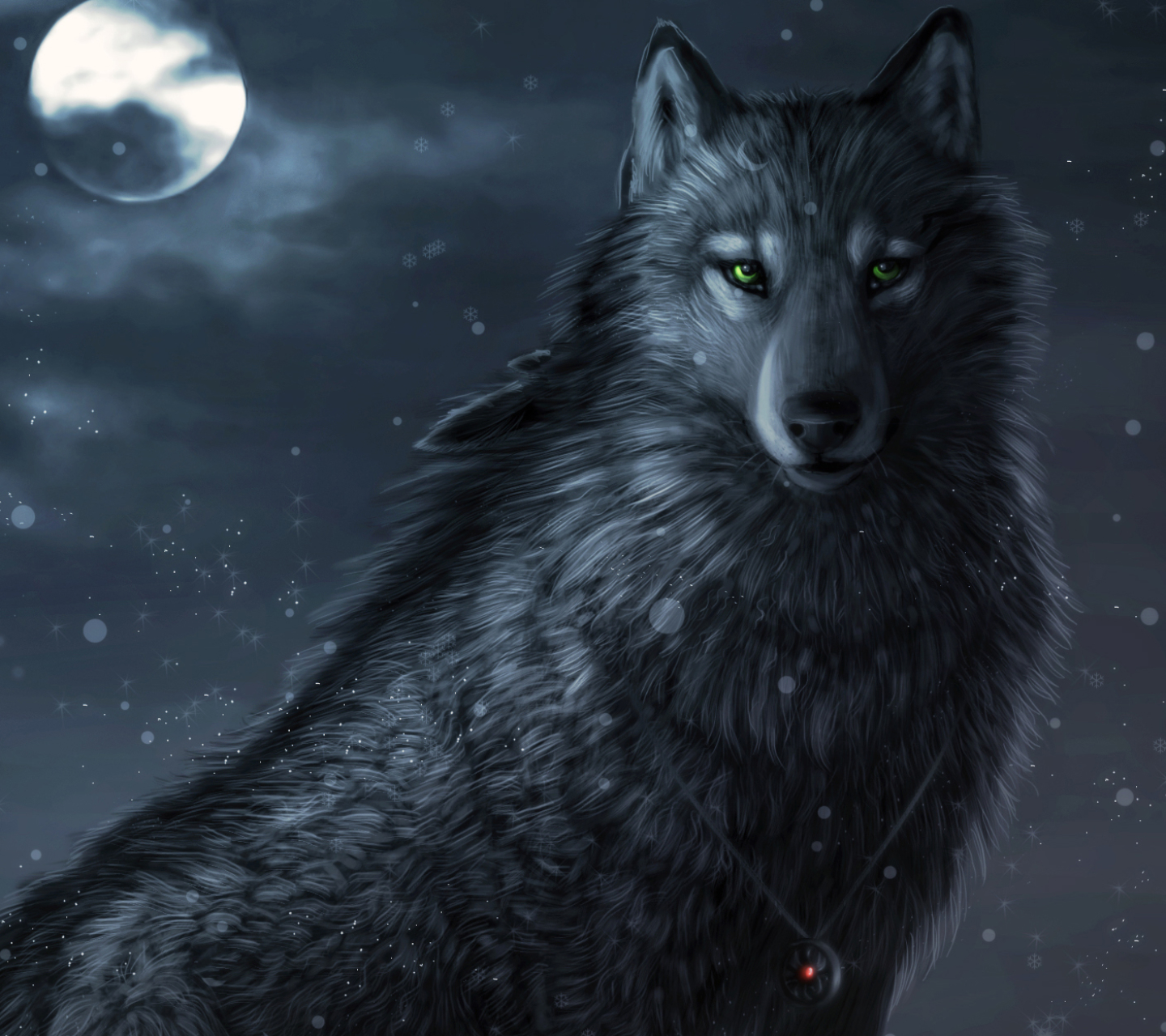 Laden Sie das Tiere, Fantasie, Mond, Nahansicht, Wolf, Wolves-Bild kostenlos auf Ihren PC-Desktop herunter
