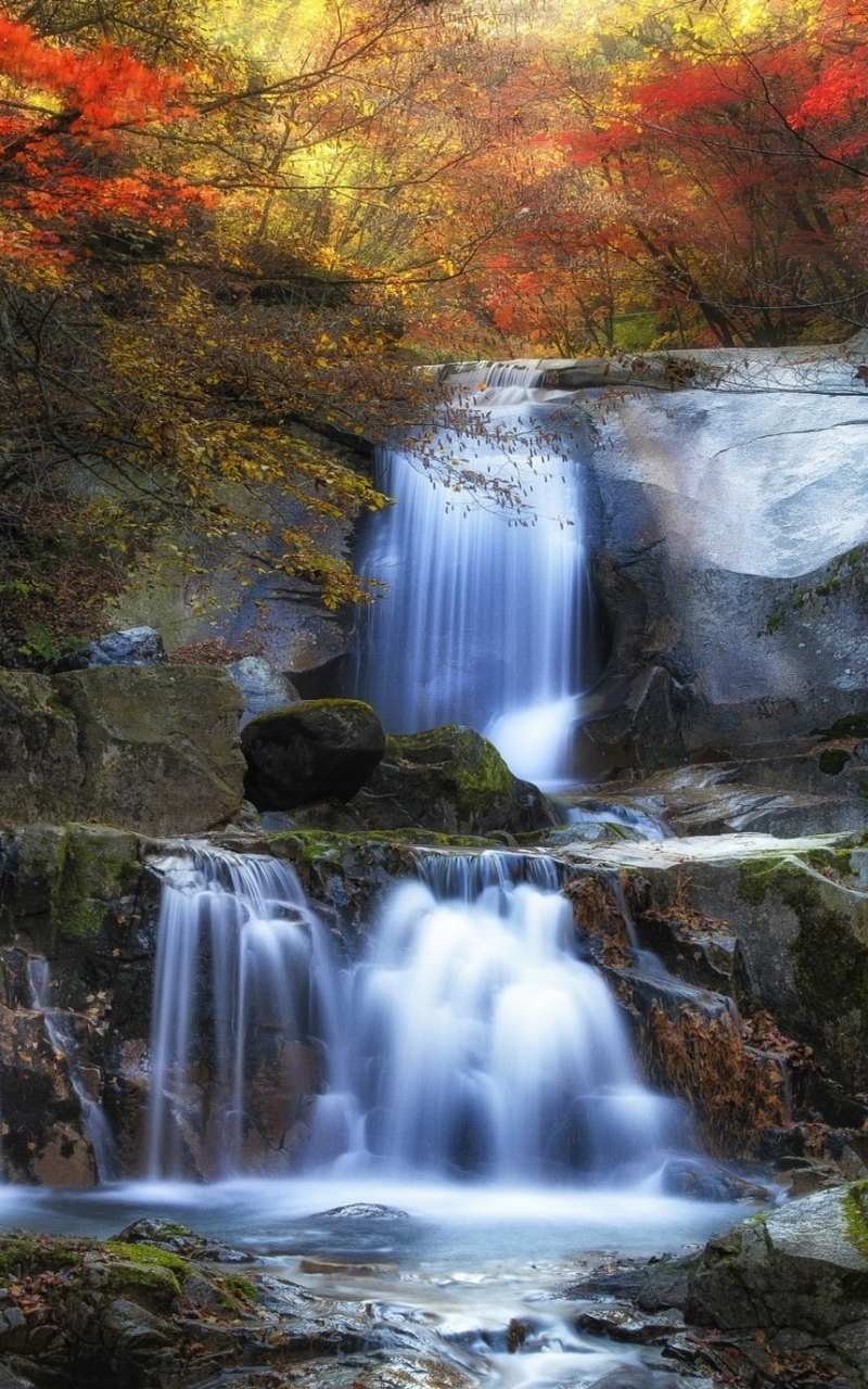 Descarga gratuita de fondo de pantalla para móvil de Otoño, Cascadas, Cascada, Tierra, Tierra/naturaleza.