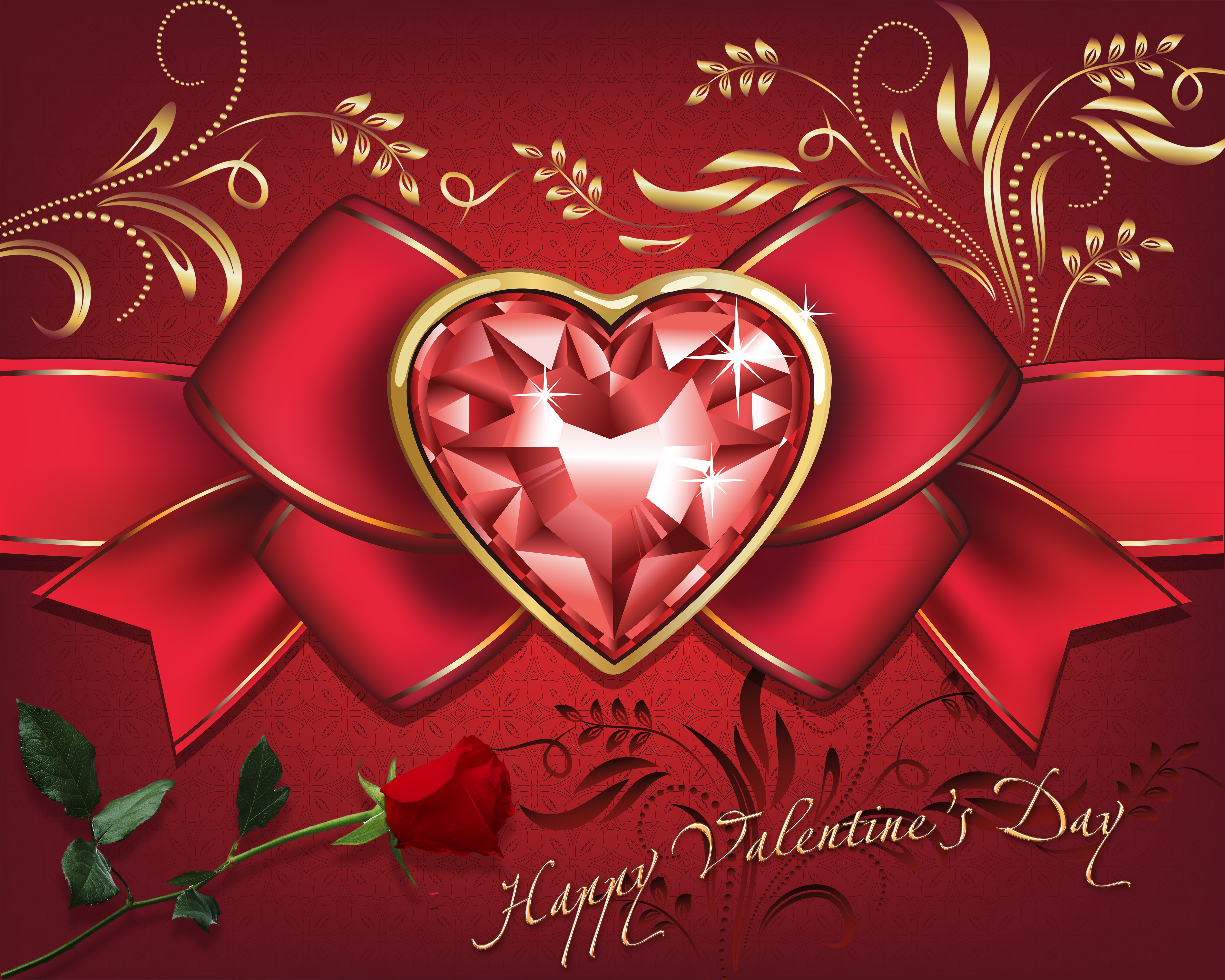 Скачать обои бесплатно Роза, Красный, Сердце, День Святого Валентина, Праздничные, С Днем Святого Валентина картинка на рабочий стол ПК