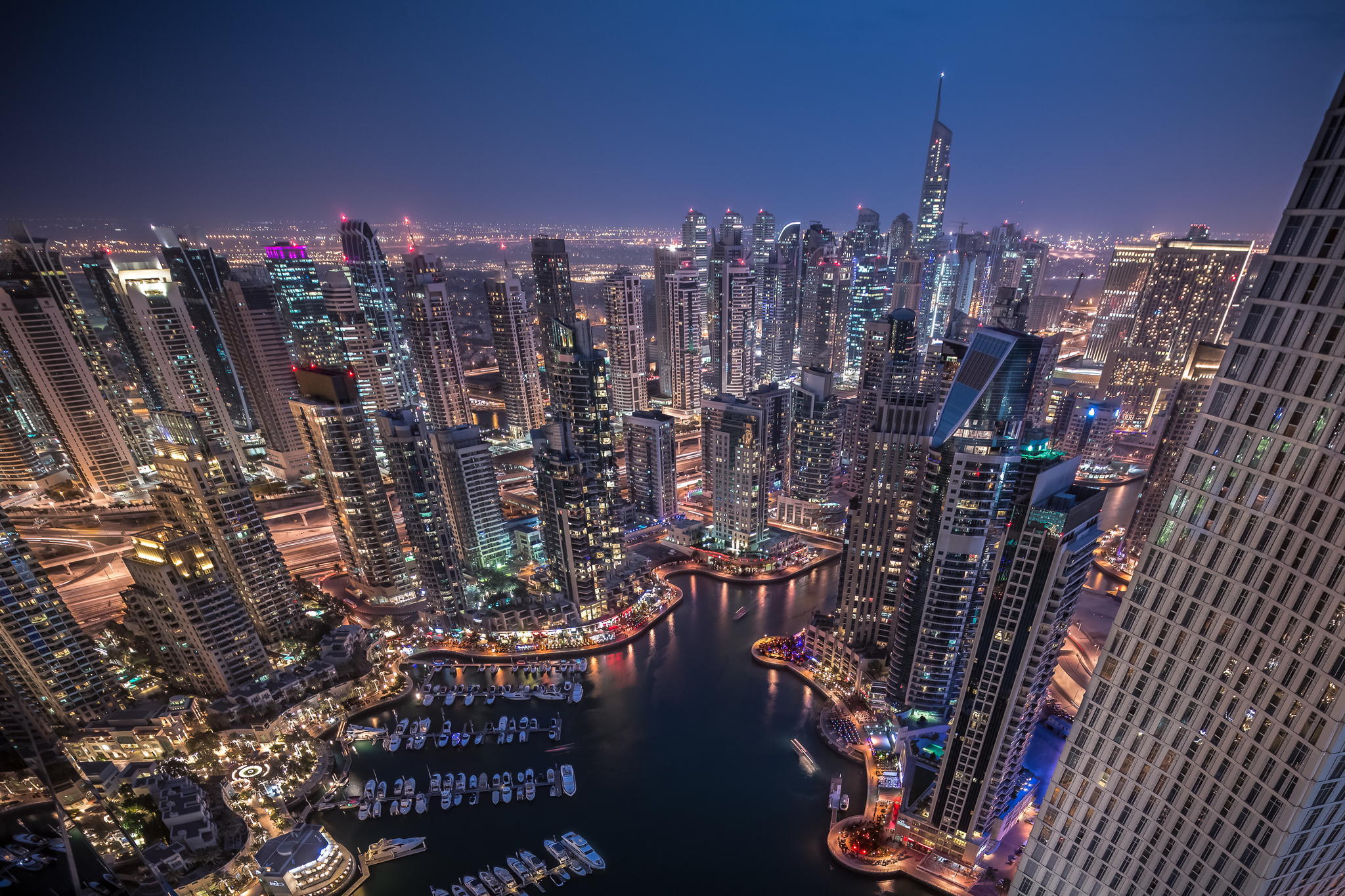 372565 descargar fondo de pantalla hecho por el hombre, dubái, ciudad, paisaje urbano, puerto pequeño, noche, rascacielos, ciudades: protectores de pantalla e imágenes gratis