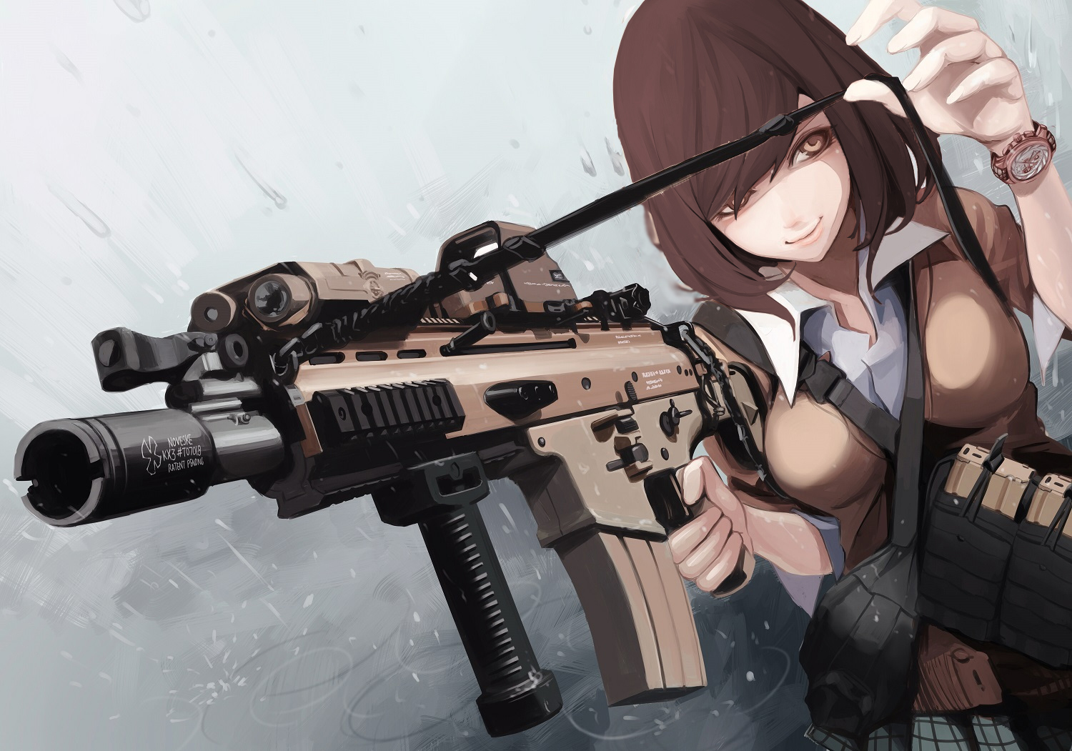 Download mobile wallpaper Anime, Original, Rifle for free.
